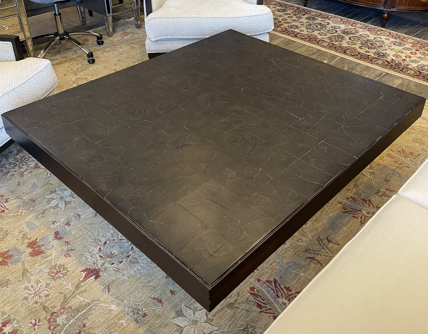 Taracea Coffee Table with Cross Wood Veneer Top (0BZ002)
