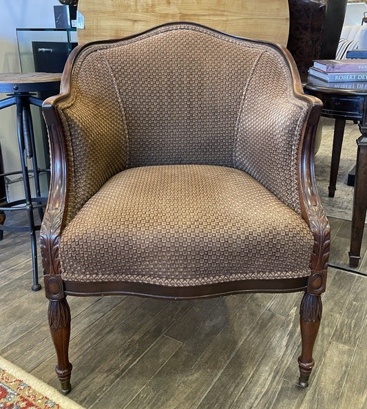 20s Mahogany Reupholstered Armchair on Casters (0BZ017)