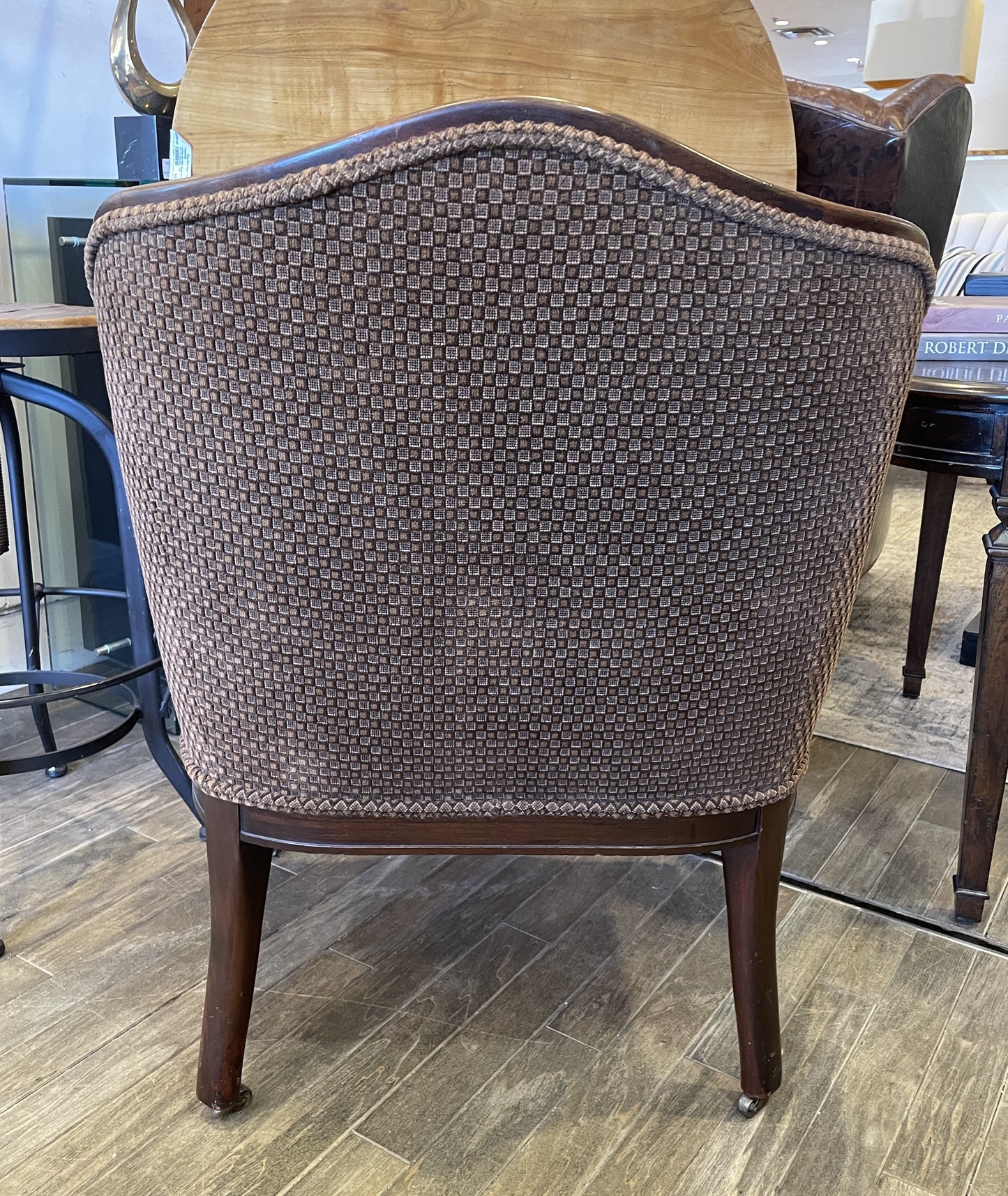 20s Mahogany Reupholstered Armchair on Casters (0BZ017)