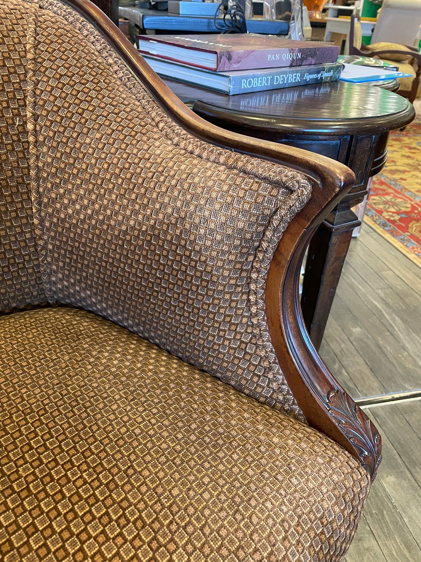 20s Mahogany Reupholstered Armchair on Casters (0BZ017)