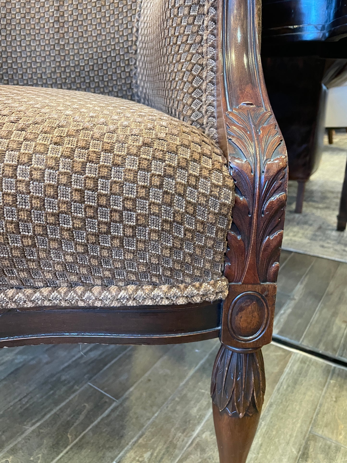 20s Mahogany Reupholstered Armchair on Casters (0BZ017)