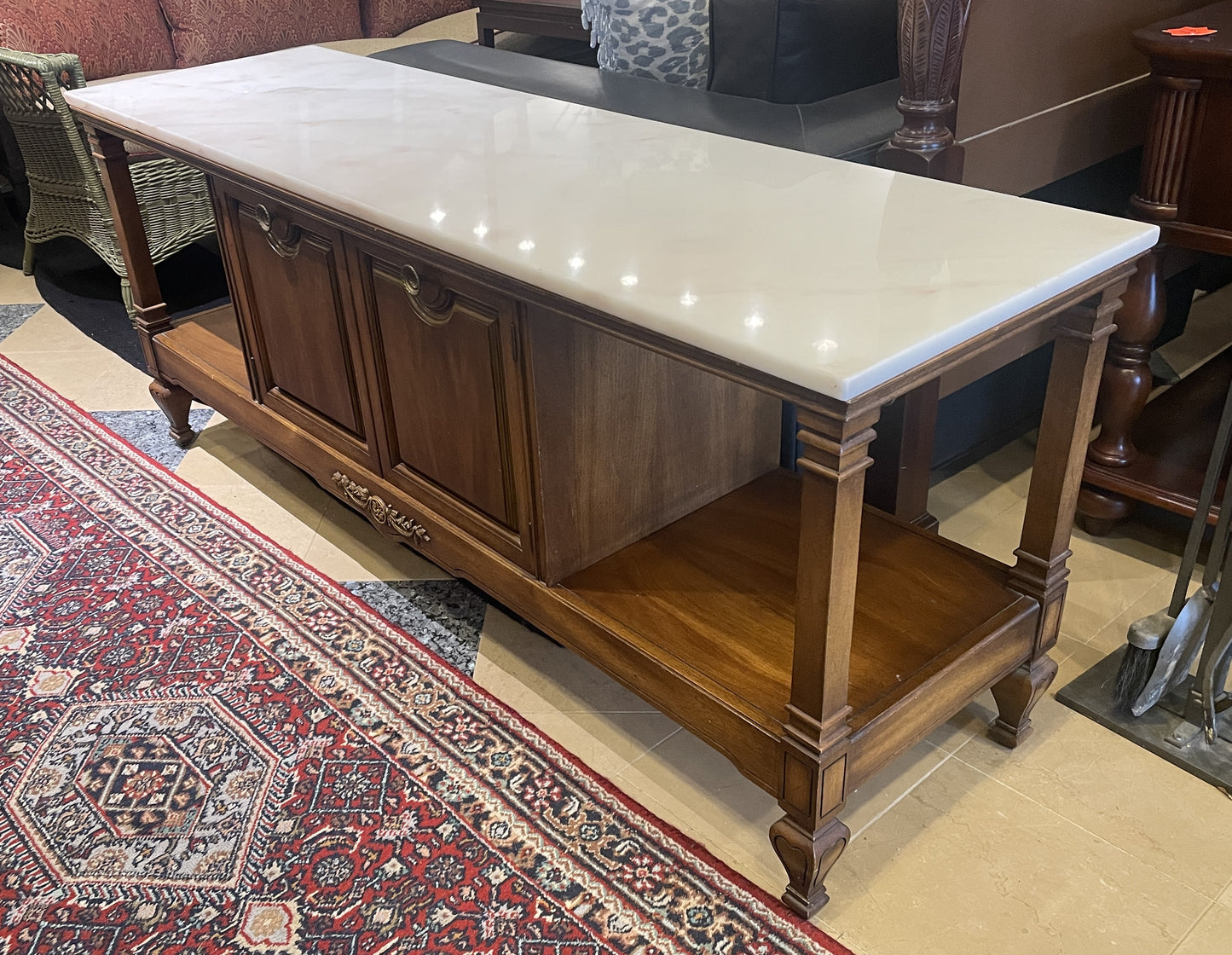 Vintage Marble Top Console (0JW006)
