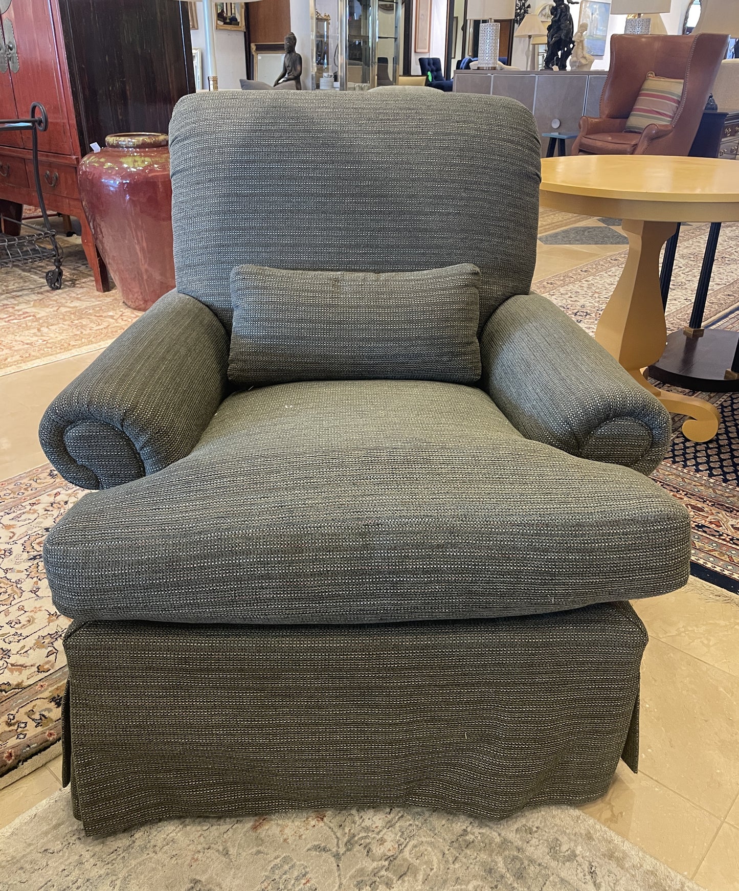 Green Upholstered Occasional Chair and Ottoman (0BZ008)