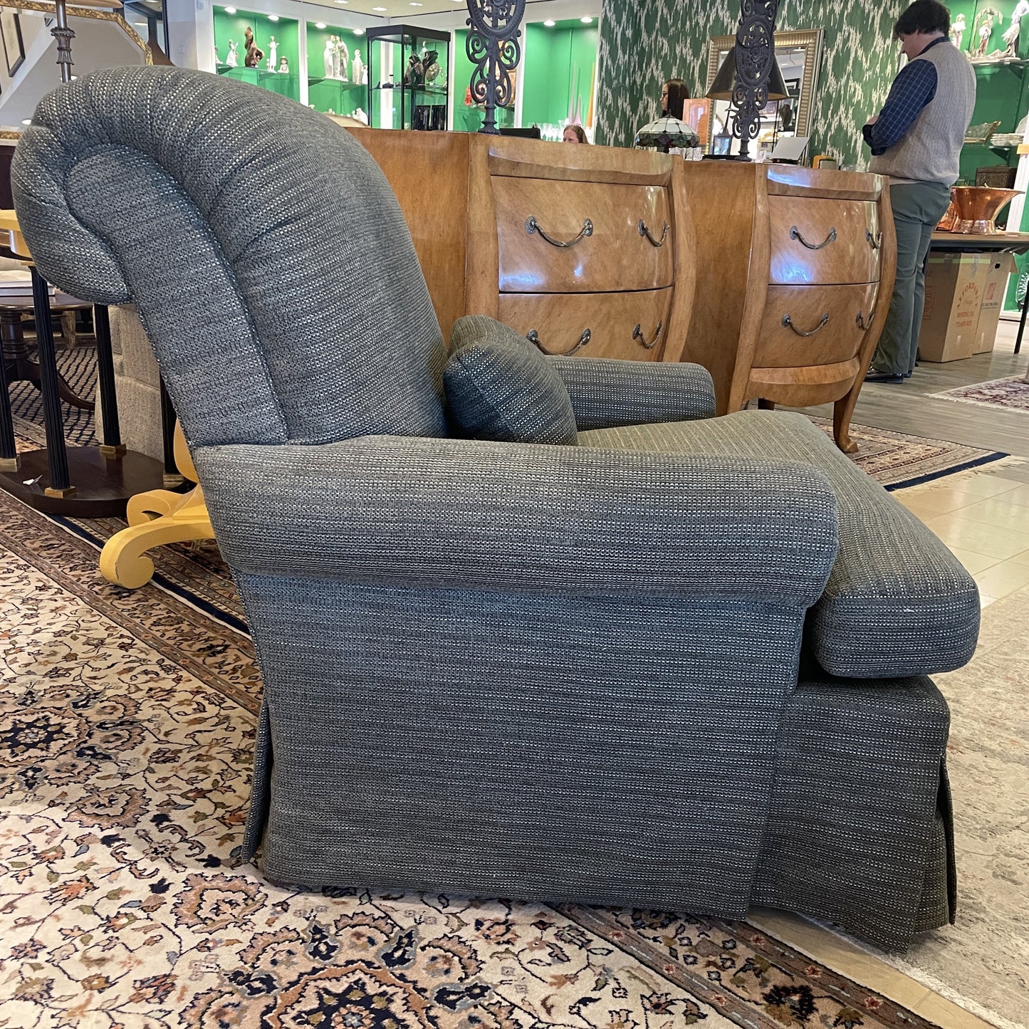 Green Upholstered Occasional Chair and Ottoman (0BZ008)