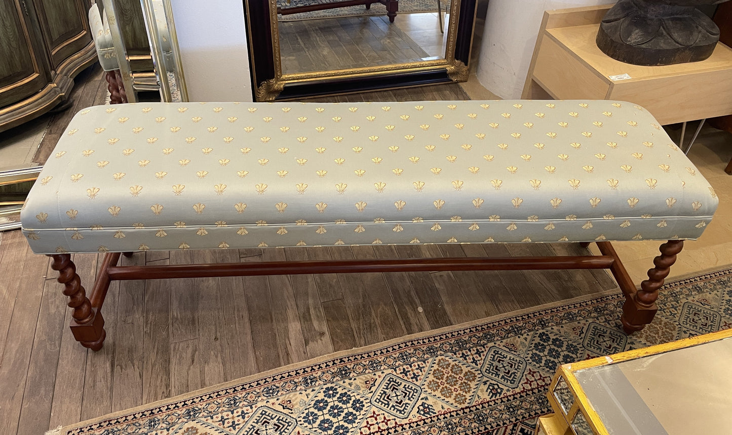 Barley Twist Leg Bench with Bumblebee Upholstery (0BZ00P)