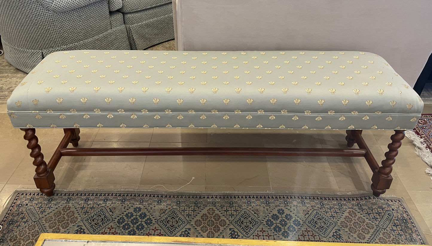 Barley Twist Leg Bench with Bumblebee Upholstery (0BZ00P)