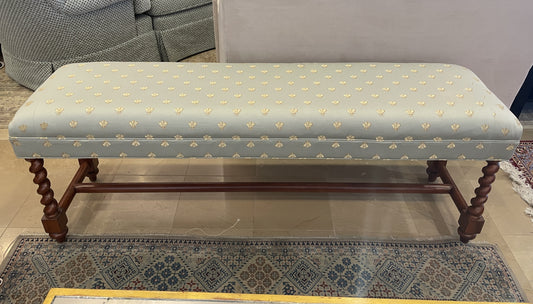 Barley Twist Leg Bench with Bumblebee Upholstery (0BZ00P)