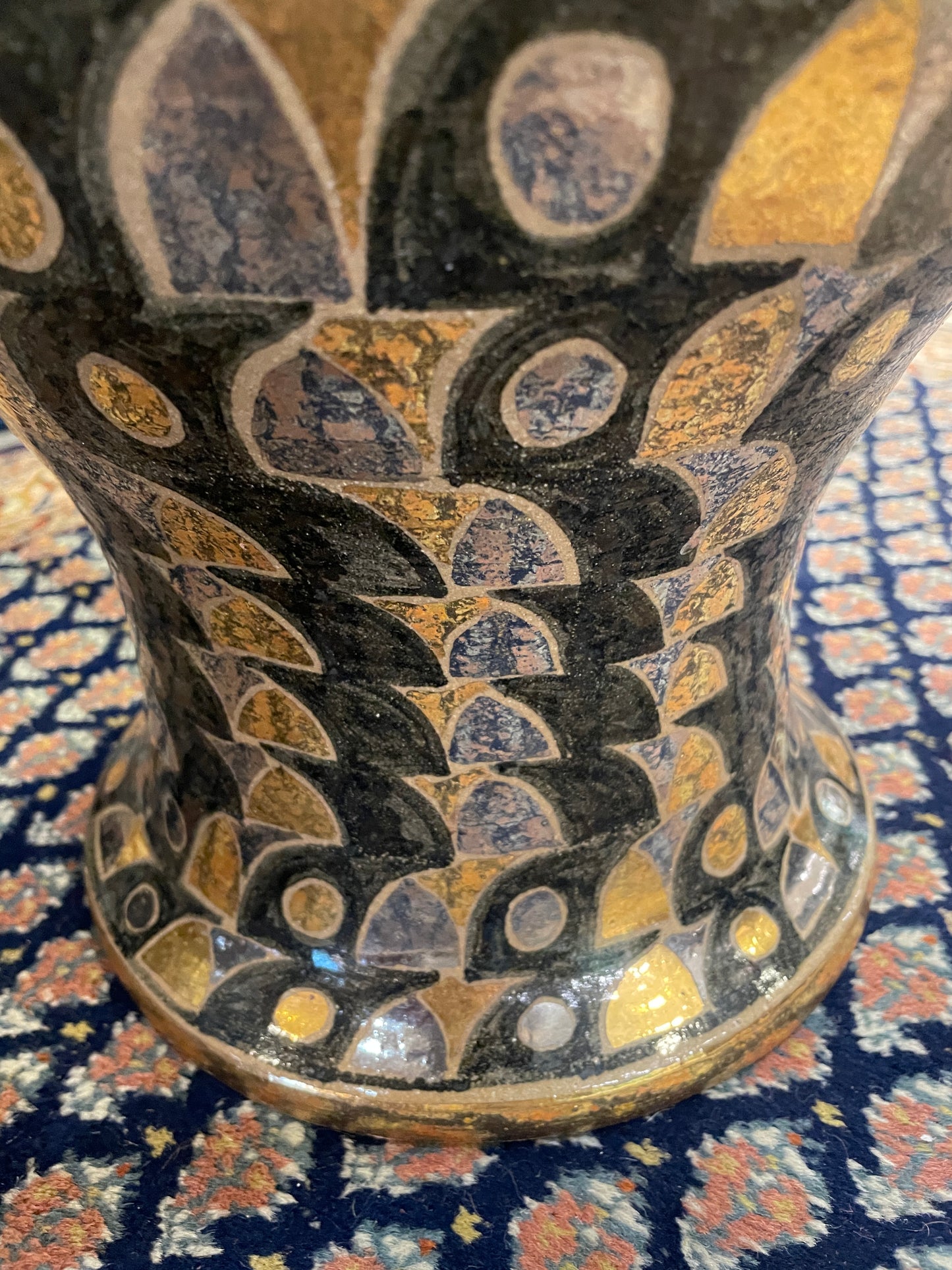 Polychrome Silvered Floor Vase, Signed (0FA002)
