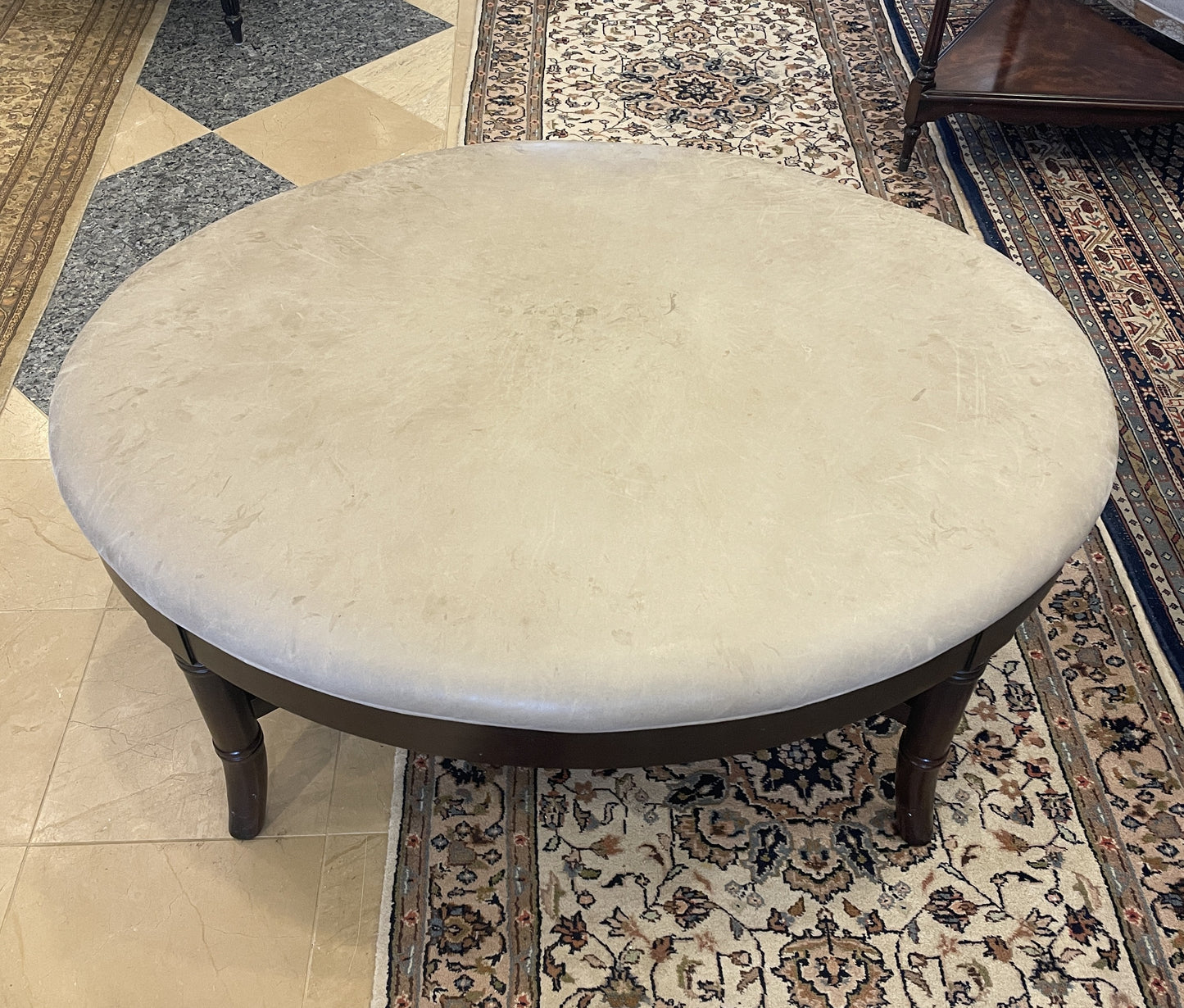 Hickory Chair Oval Leather Ottoman AS IS (0BZ019)