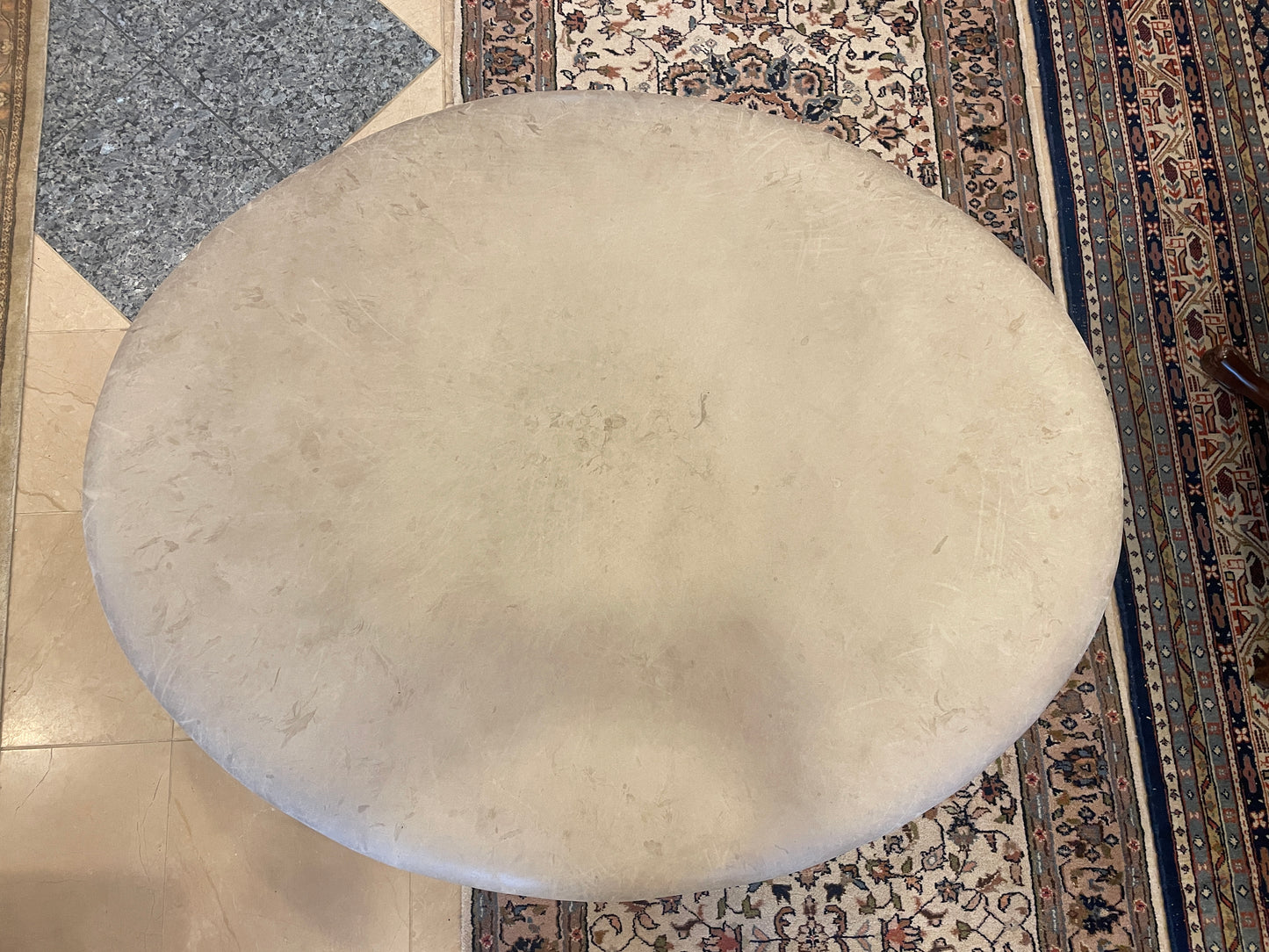 Hickory Chair Oval Leather Ottoman AS IS (0BZ019)