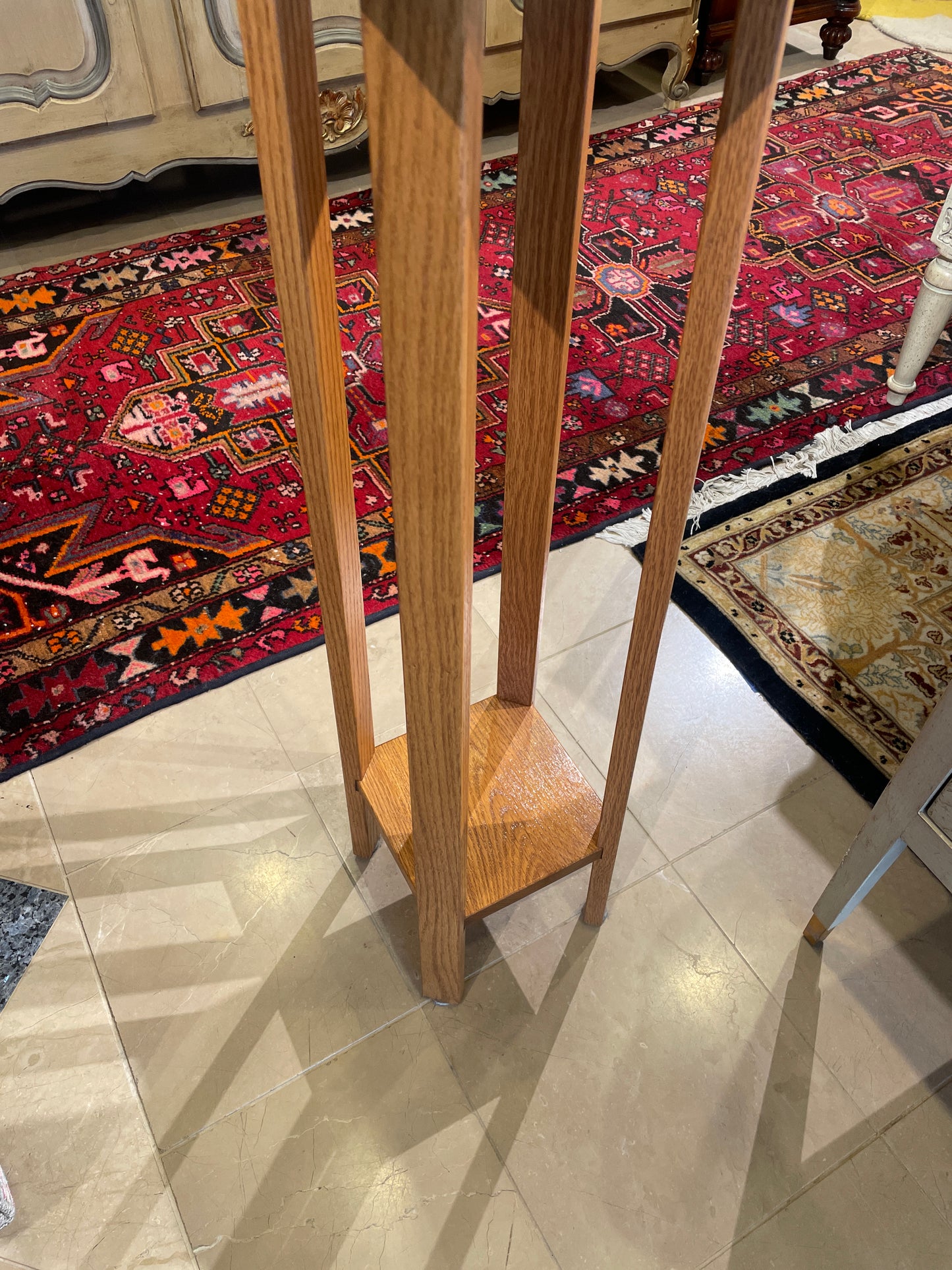 Oak Plant Stand/Pedestal with Slate Insert Top (0JV001)