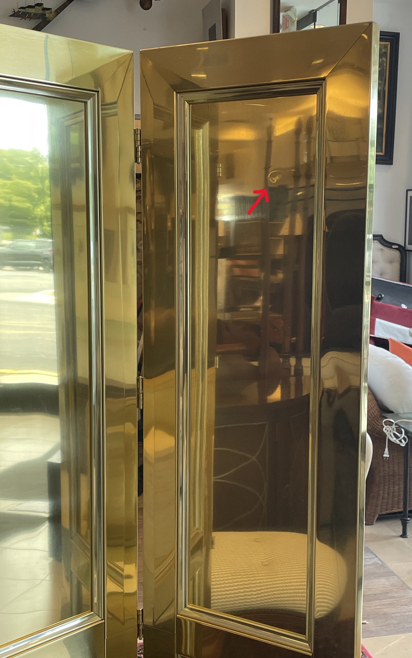 Vintage Brass and Wood Room Divider, AS IS (0JF004)