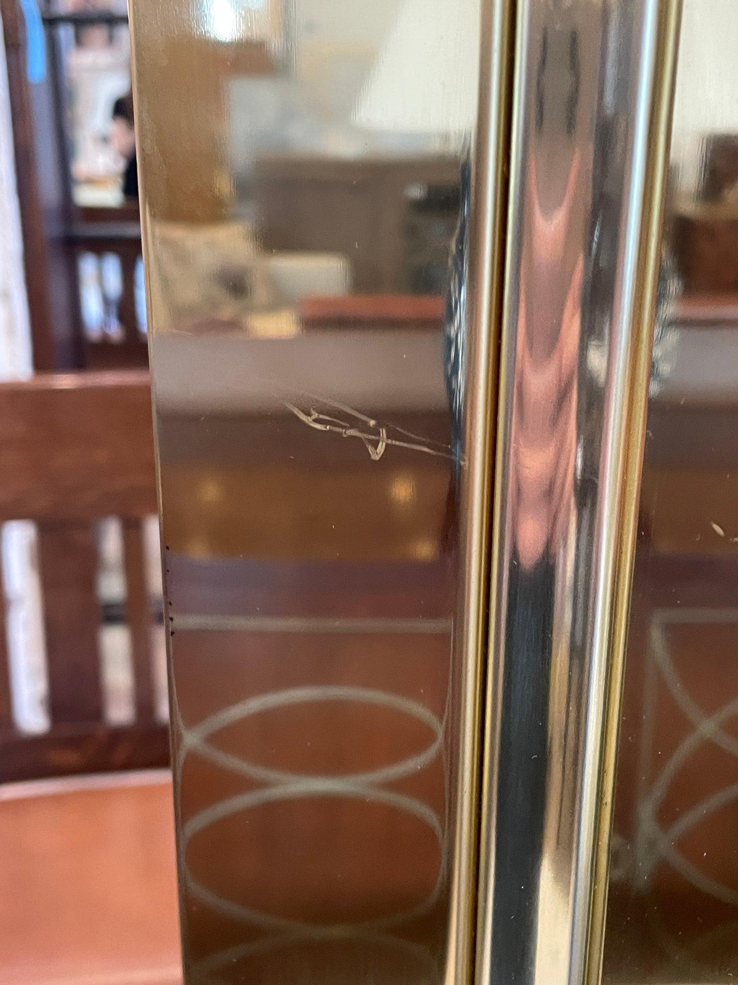 Vintage Brass and Wood Room Divider, AS IS (0JF004)
