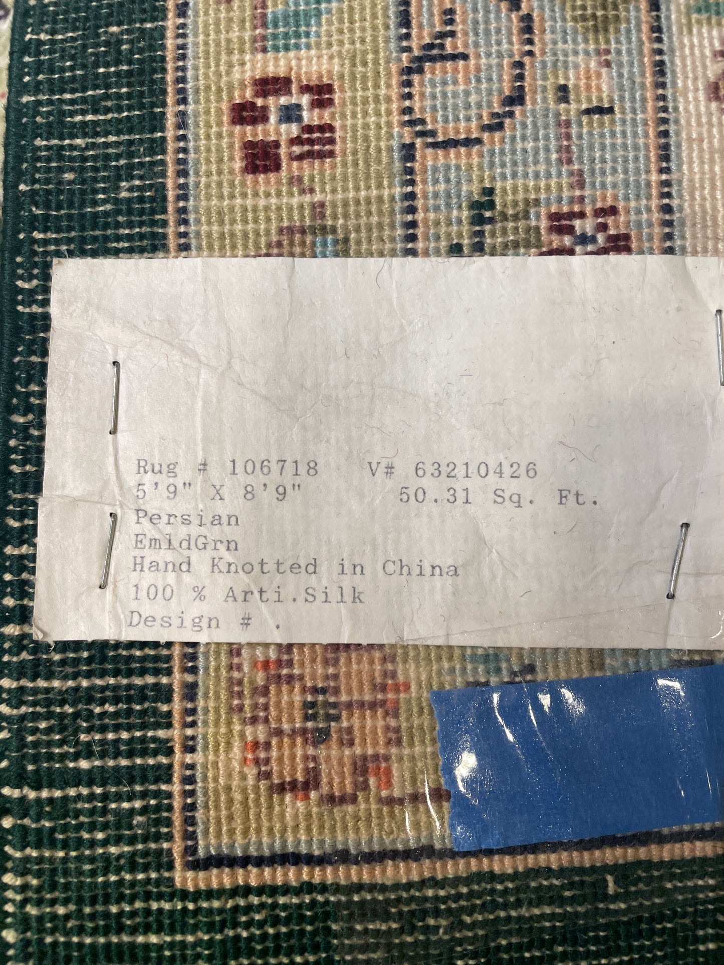 Hand Knotted Silk Green and Coral Rug (5'9x8'9) (0N5005)