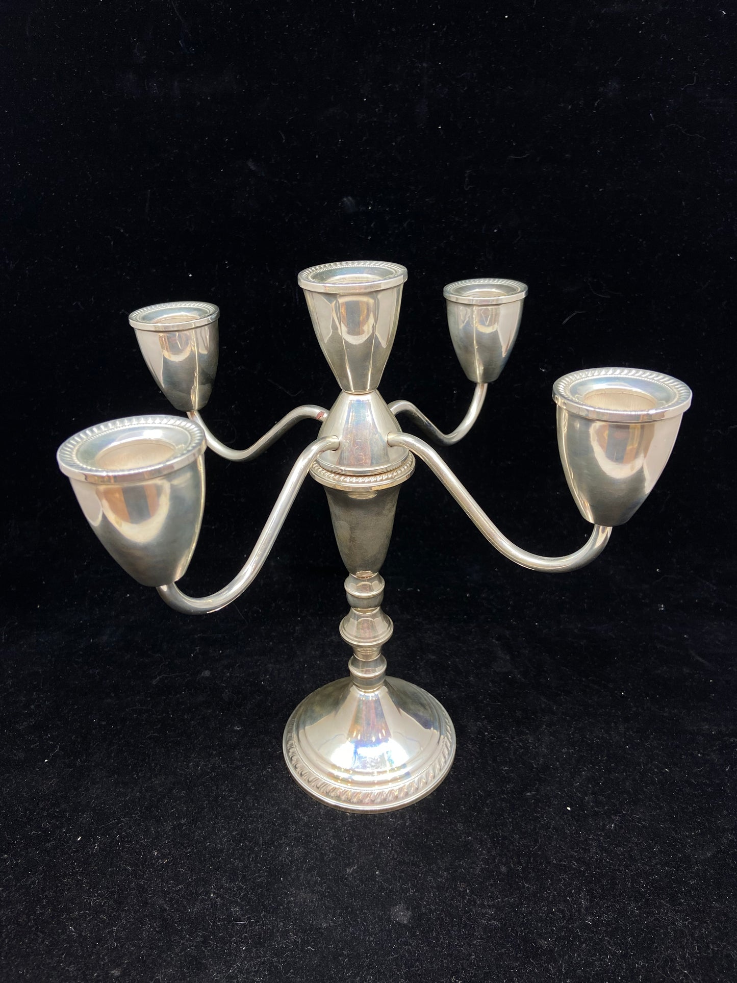 Set of Three Candelabra Weighted Sterling Silver Candle Holders (26767)