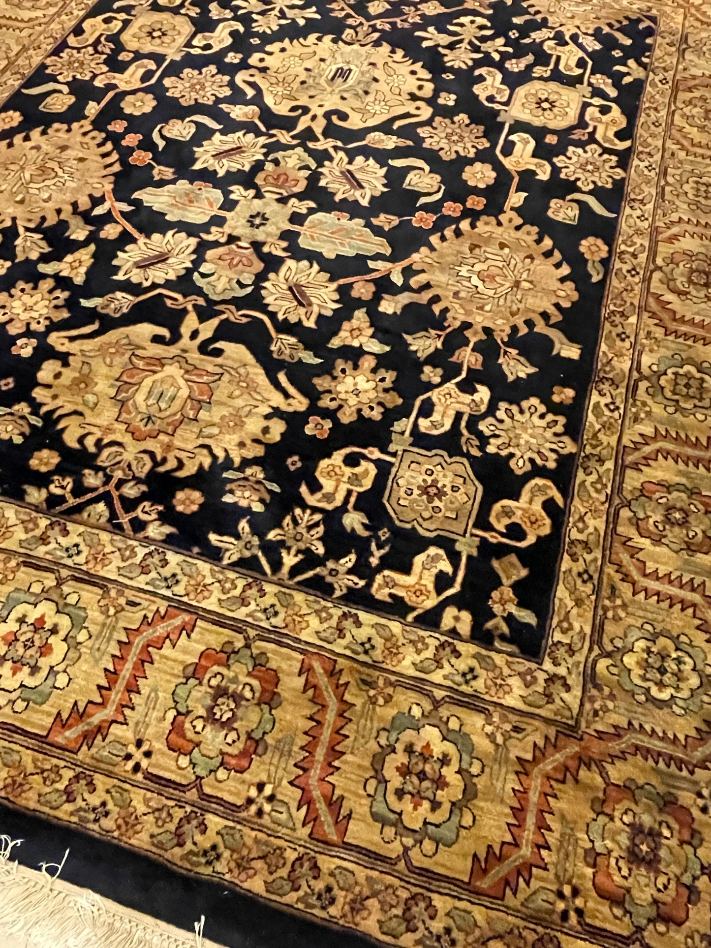 Hand Woven Wool Rug, black, mauve and blue (8x12) (0JQ00B)