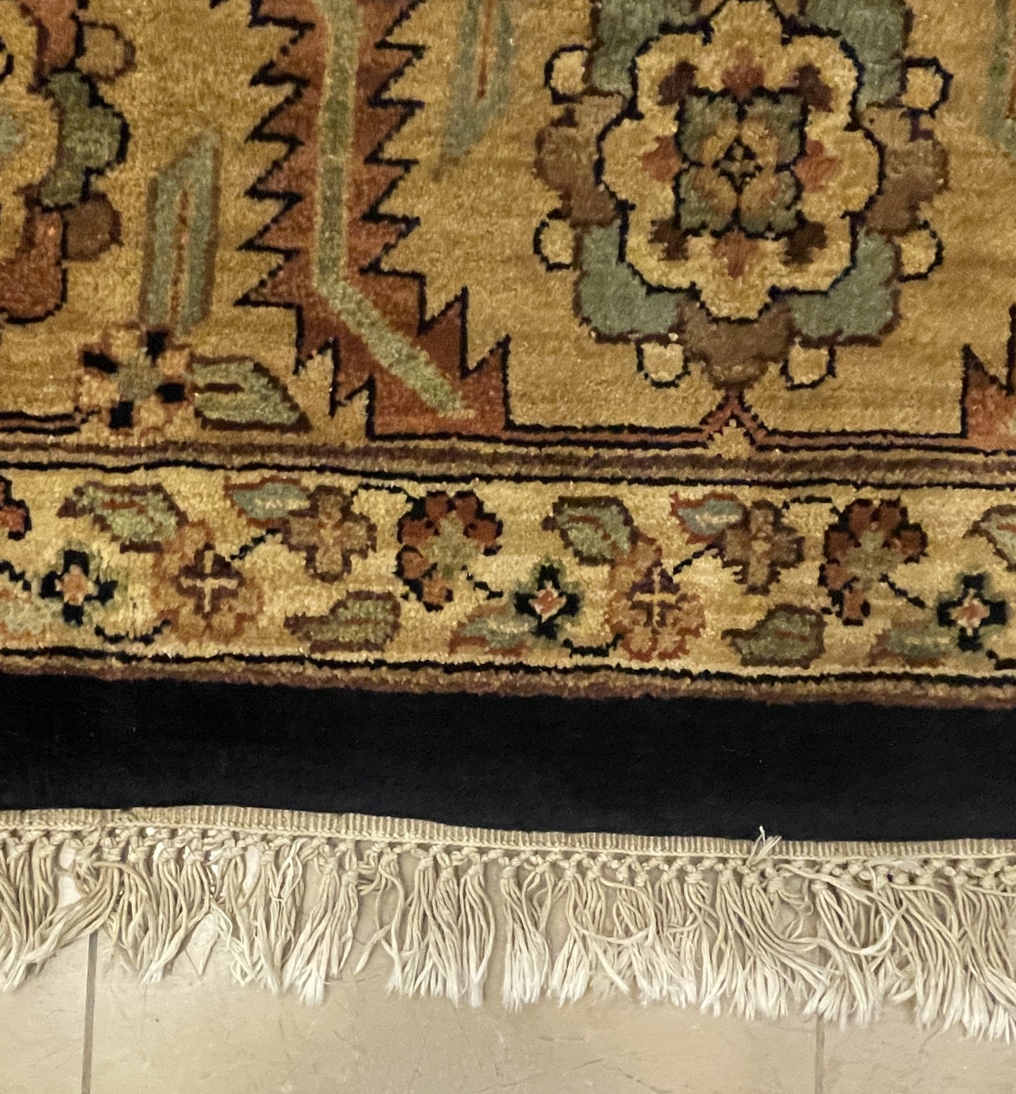 Hand Woven Wool Rug, black, mauve and blue (8x12) (0JQ00B)