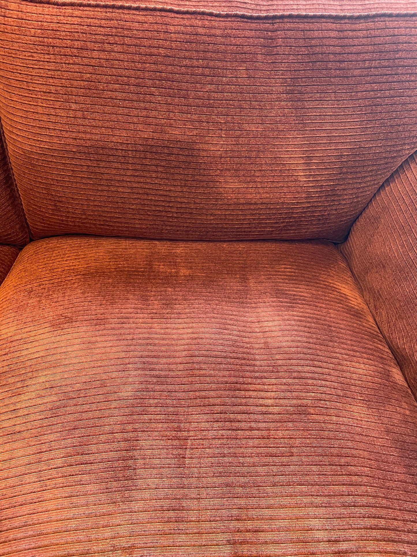 Crimson Corduroy Style Upholstered Sofa Attrib. to Baker (0BZ006)
