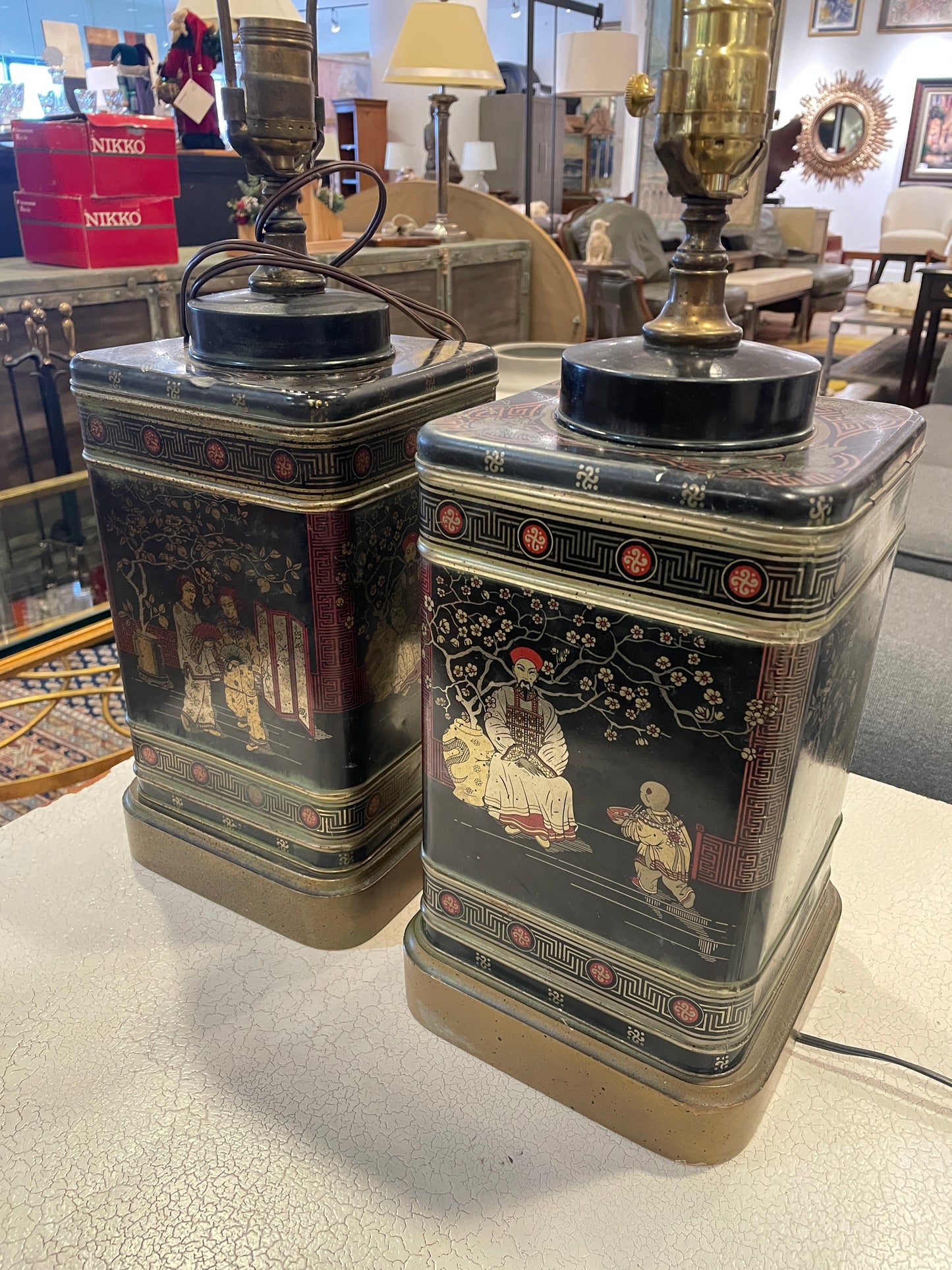 Pair Frederick Cooper Chinoiserie Lamps, no shades (0JL005)