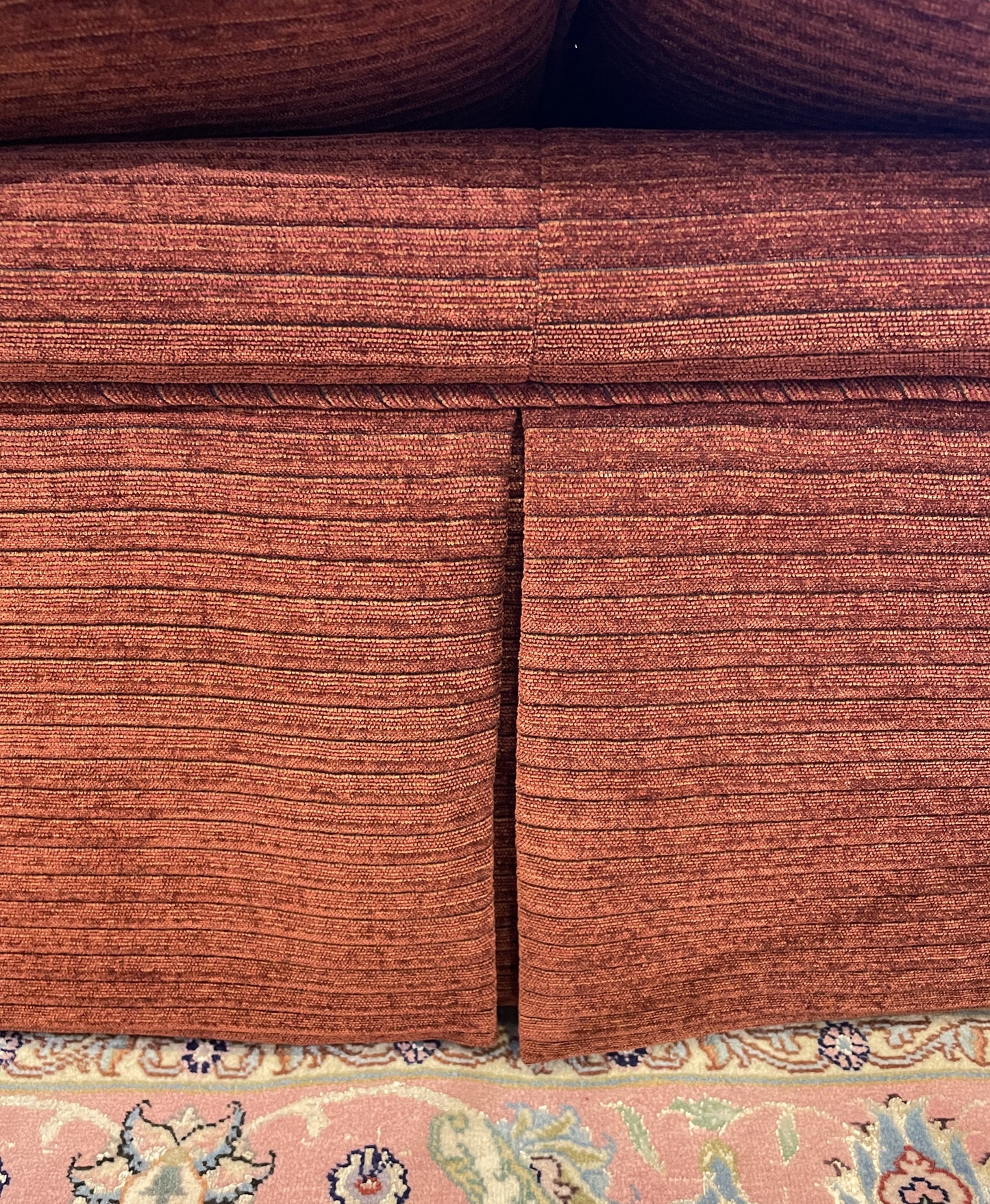 Crimson Corduroy Style Upholstered Sofa Attrib. to Baker (0BZ006)
