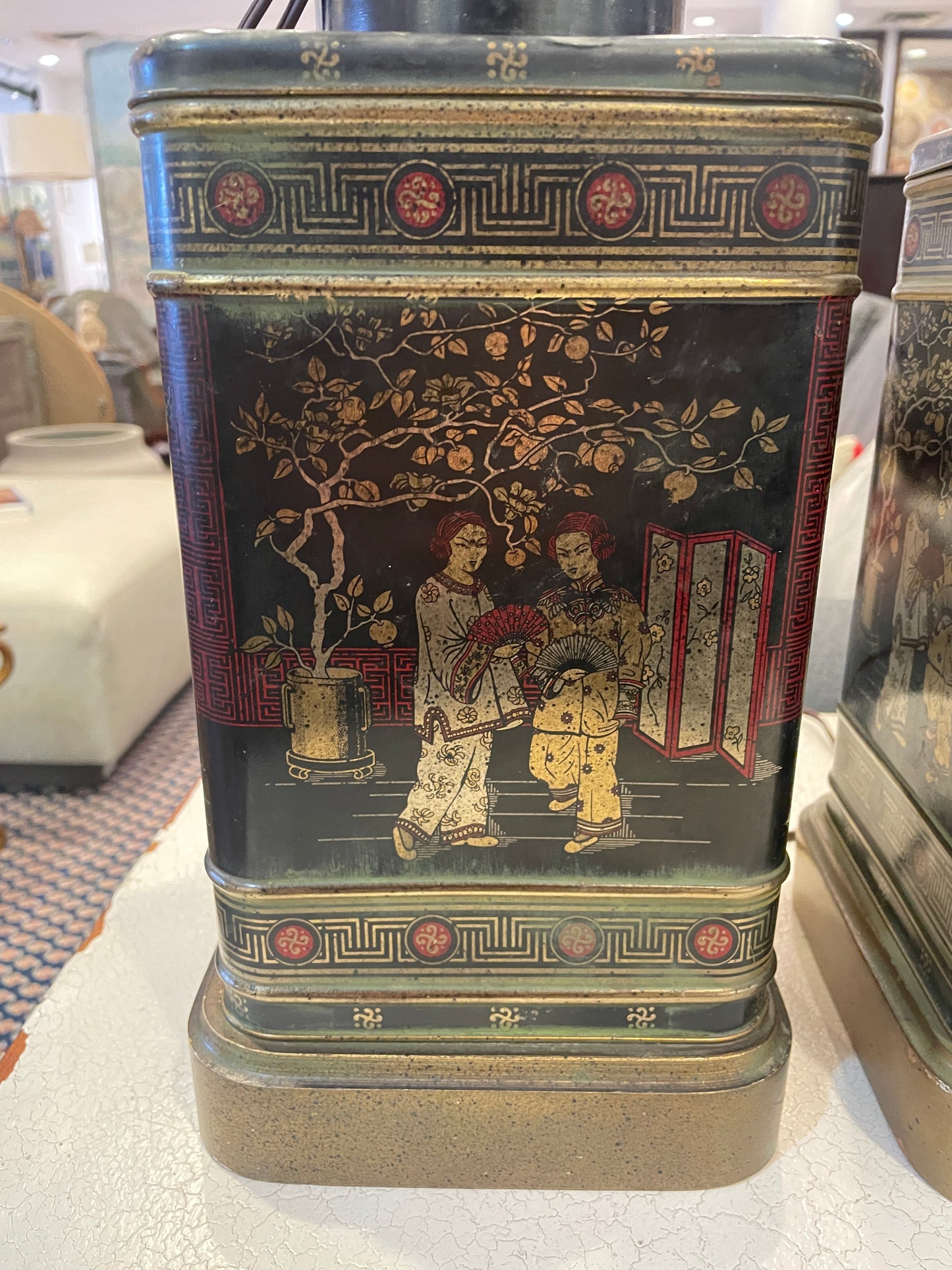 Pair Frederick Cooper Chinoiserie Lamps, no shades (0JL005)