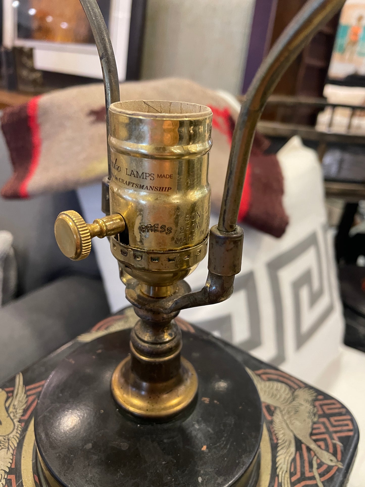 Pair Frederick Cooper Chinoiserie Lamps, no shades (0JL005)