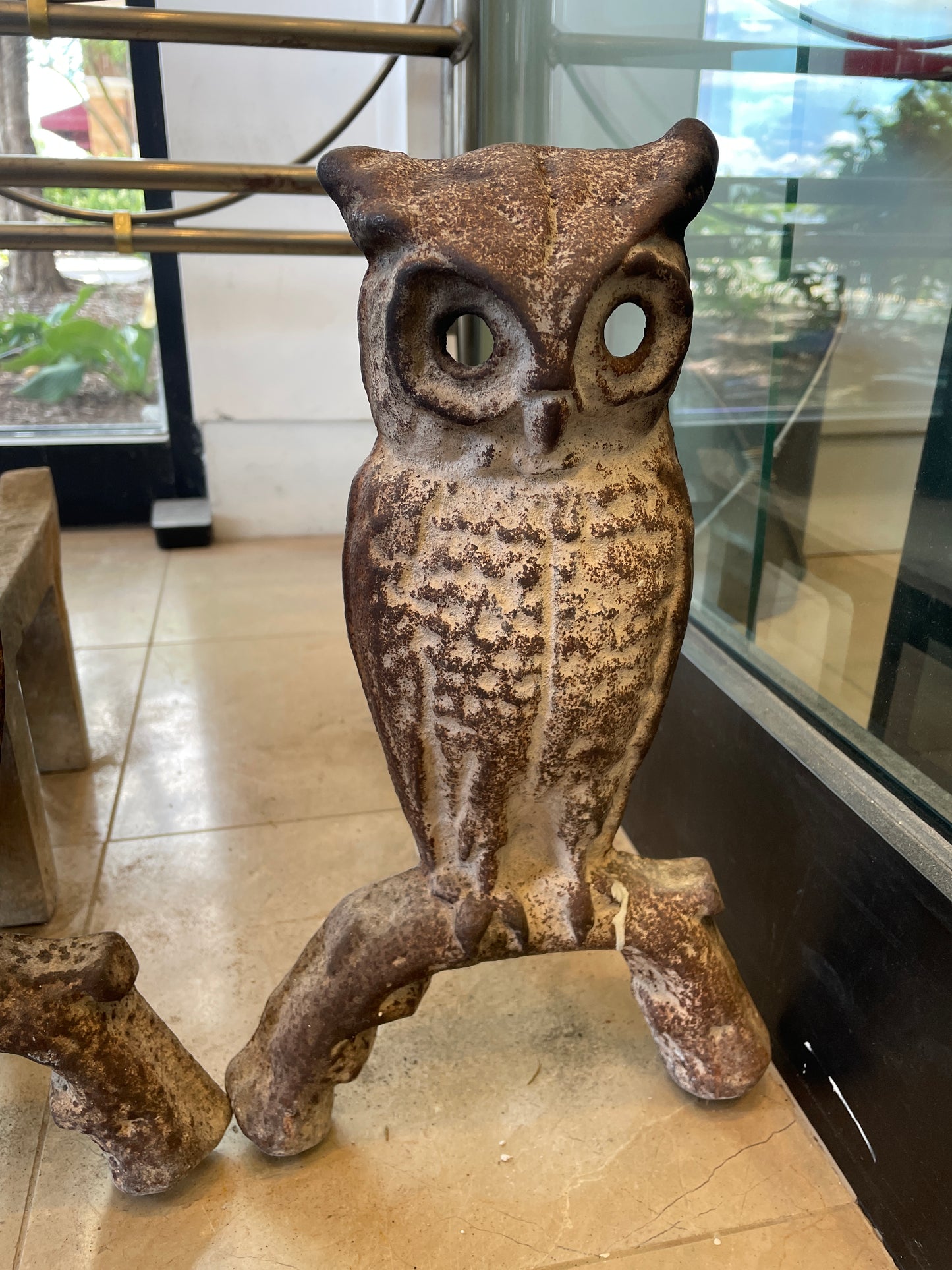 Owl Andirons, AS IS - no eyes (0NJ005)