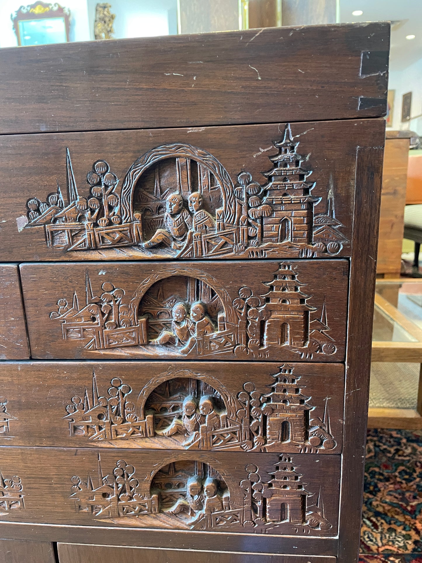 Carved Asian Silverware Chest, floor standing (0NJ00A)