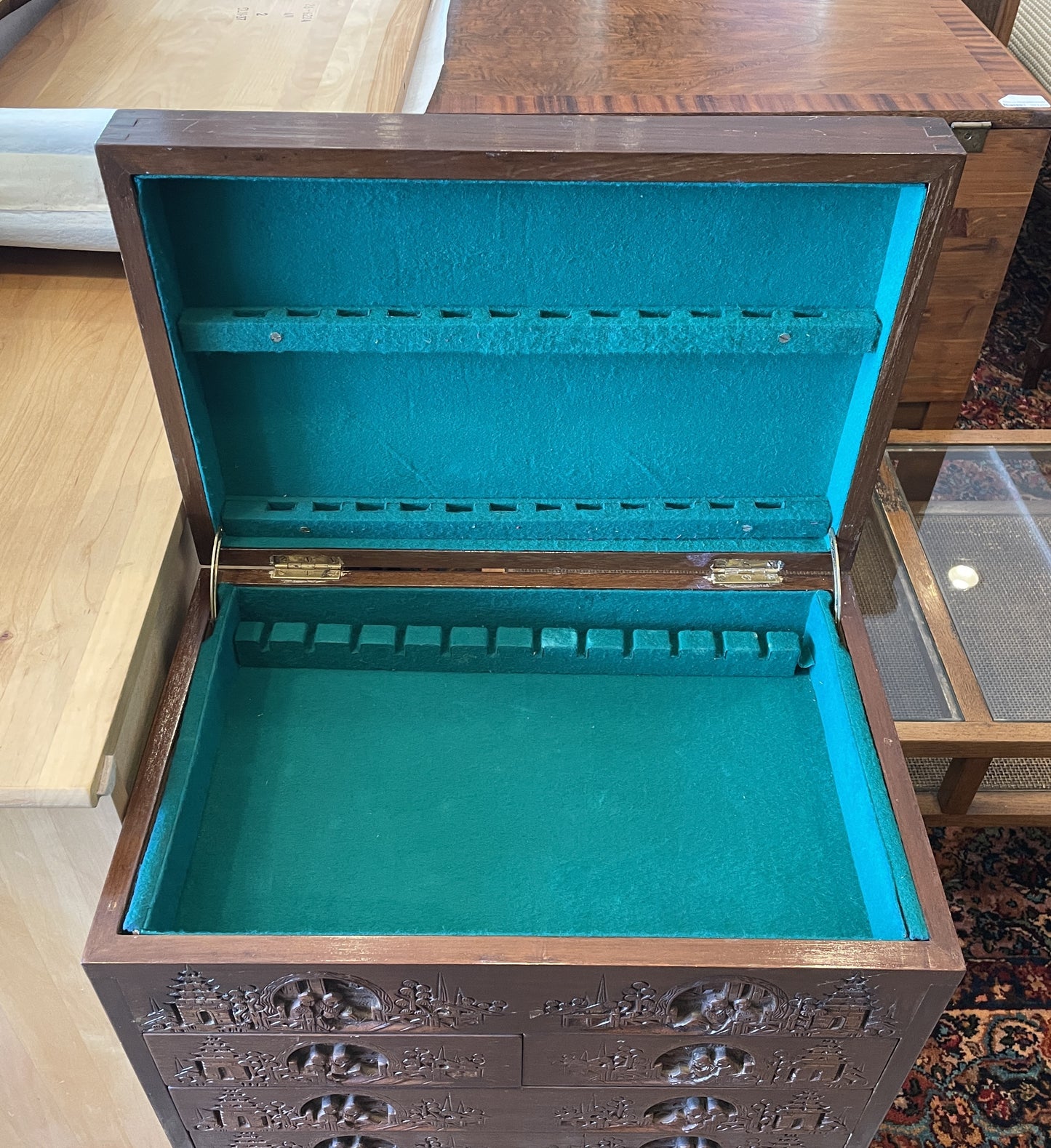 Carved Asian Silverware Chest, floor standing (0NJ00A)