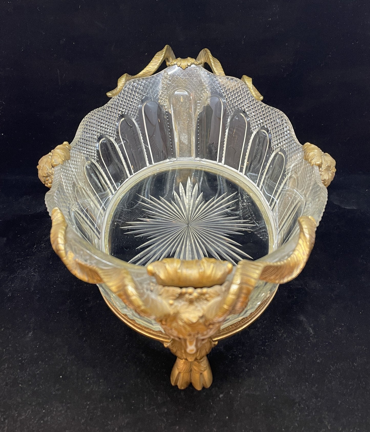 French Empire Dore Bronze and Crystal Center Bowl Bacchus and Maiden (0BW001)