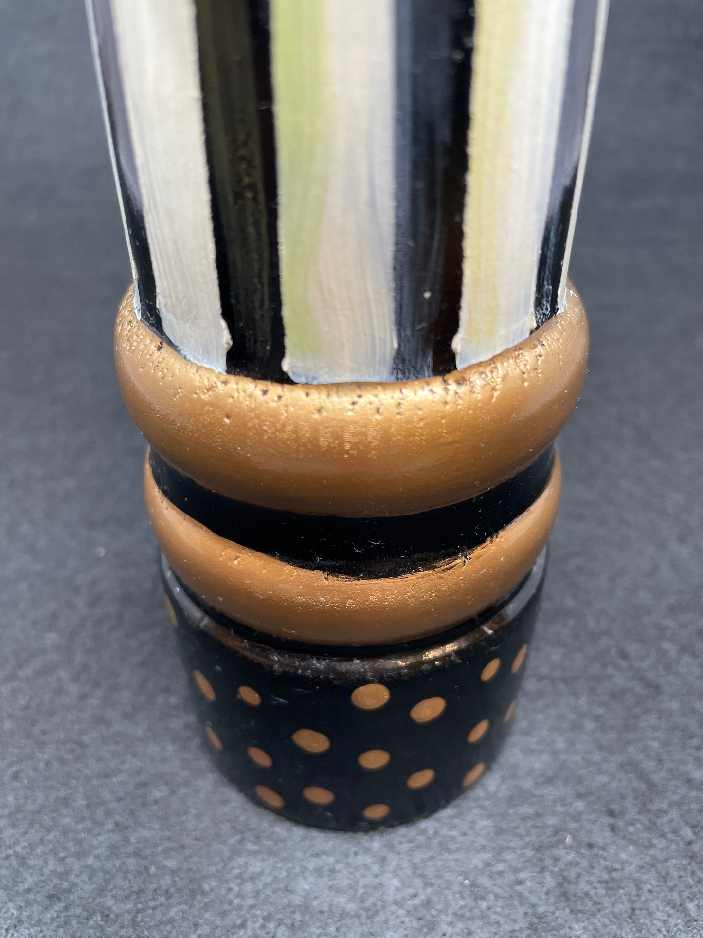 Mackenzie-Childs Hand Painted Pepper Mill, signed Rebecca Proctor (0NL006)