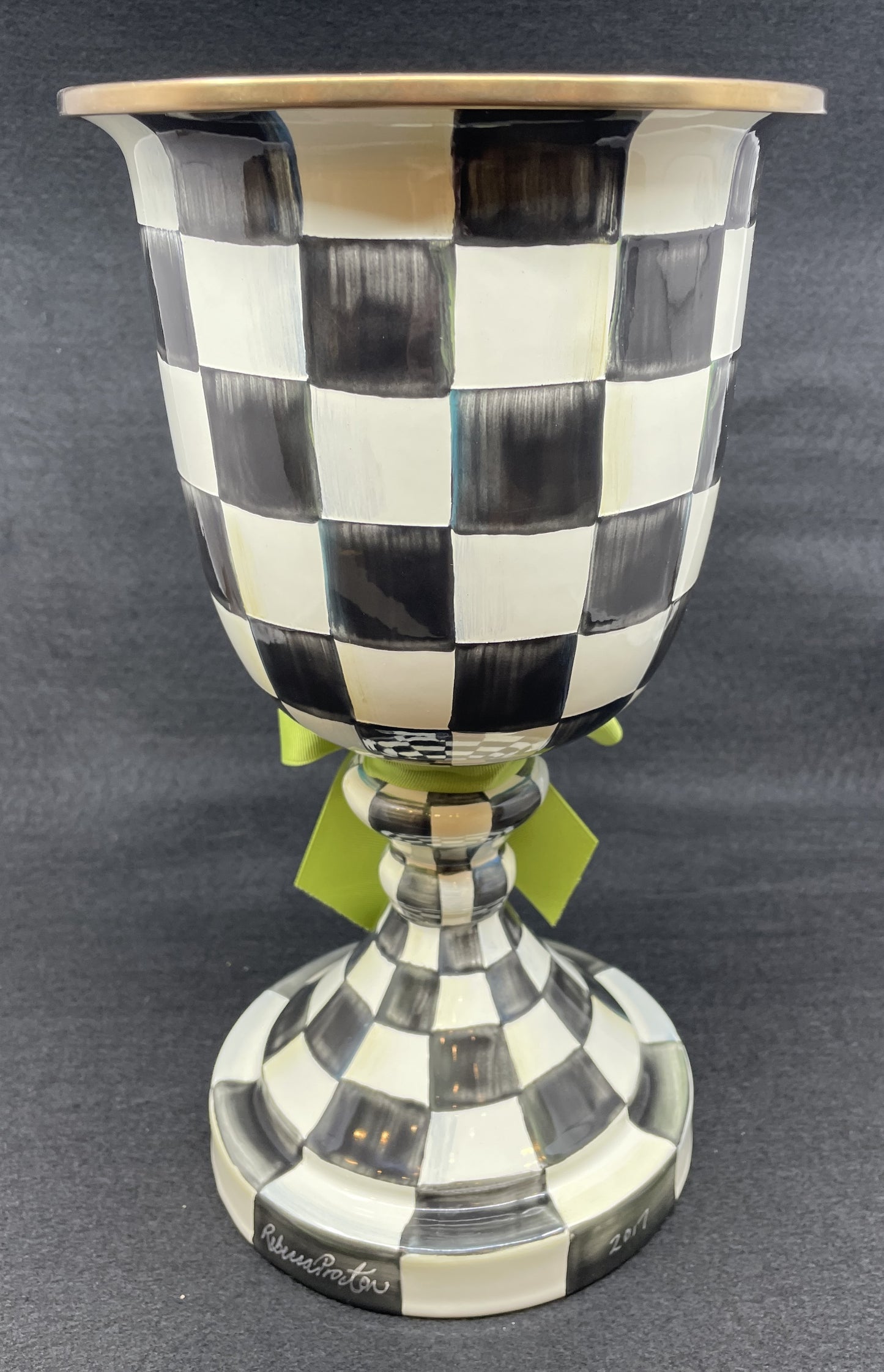 Mackenzie-Childs Courtly Check Pedestal Vase (0NL002)