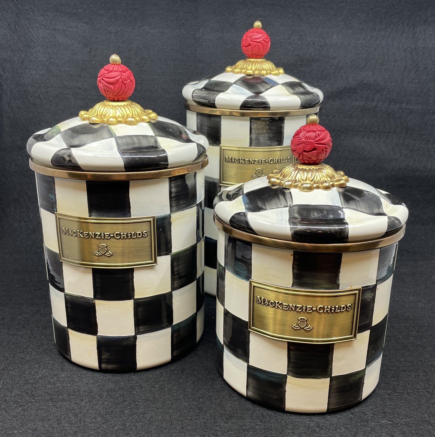 Mackenzie-Childs Courtly Check Cannister Set of 3 (0NL001)