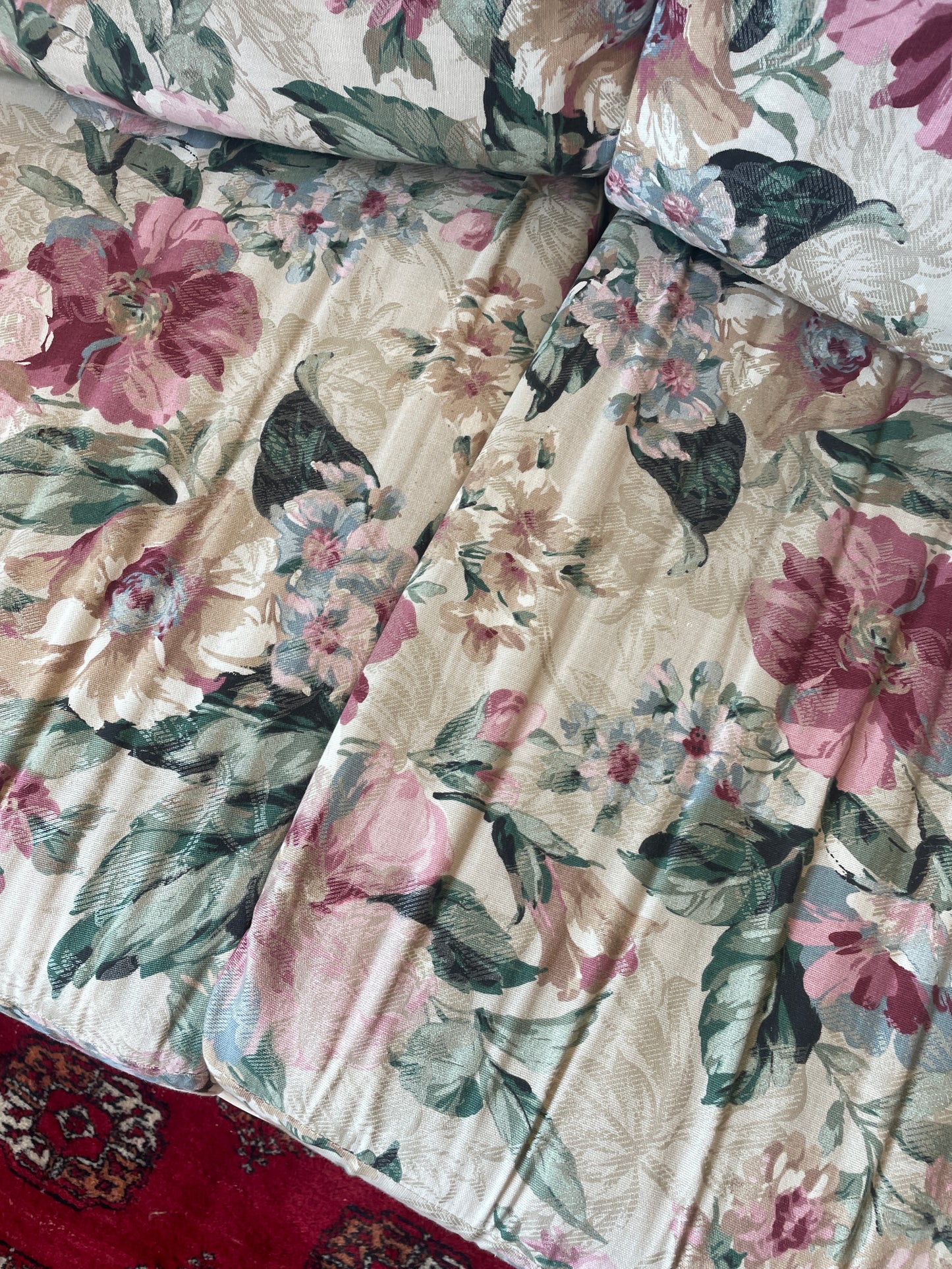 South Sea Rattan Loveseat with Floral Cushions (0FH001)