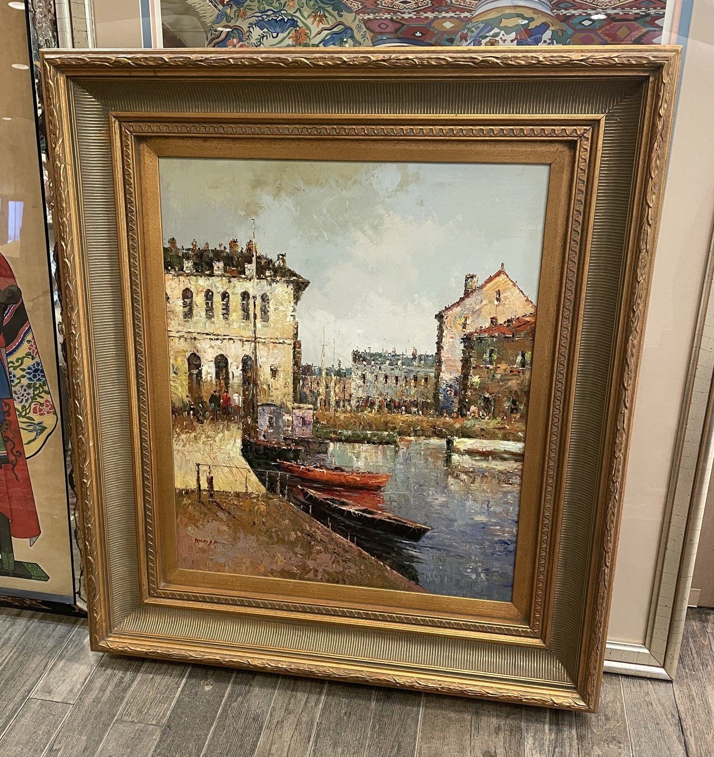 Oil on Canvas, Canal Scene signed Morgan (0JZ001)