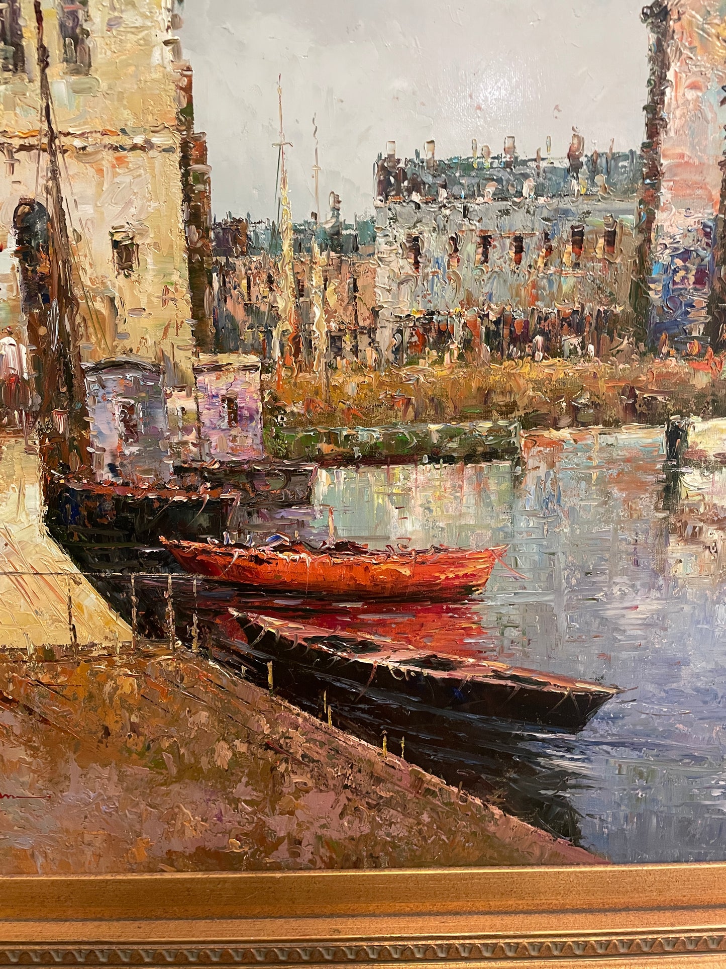 Oil on Canvas, Canal Scene signed Morgan (0JZ001)