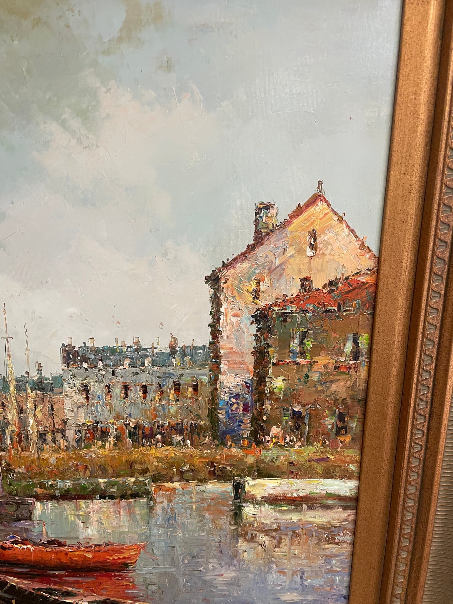 Oil on Canvas, Canal Scene signed Morgan (0JZ001)