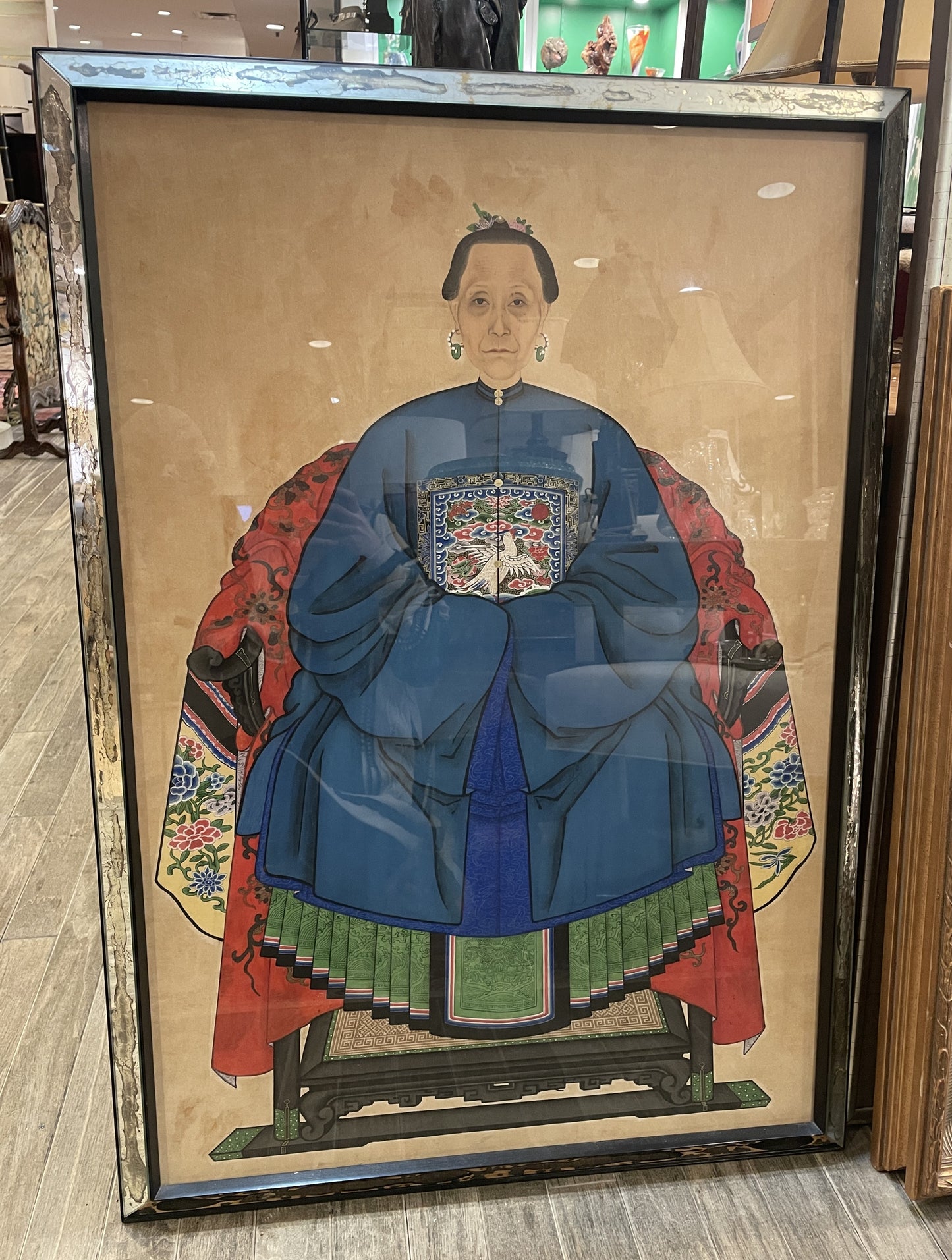 Chinese Ancestor in Vintage Mirrored Frame (0JZ002)