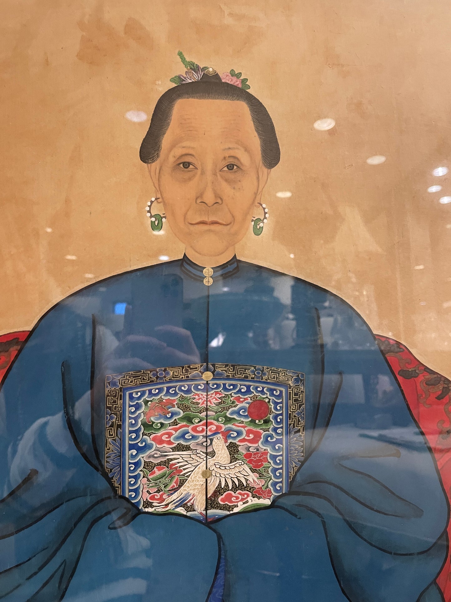 Chinese Ancestor in Vintage Mirrored Frame (0JZ002)