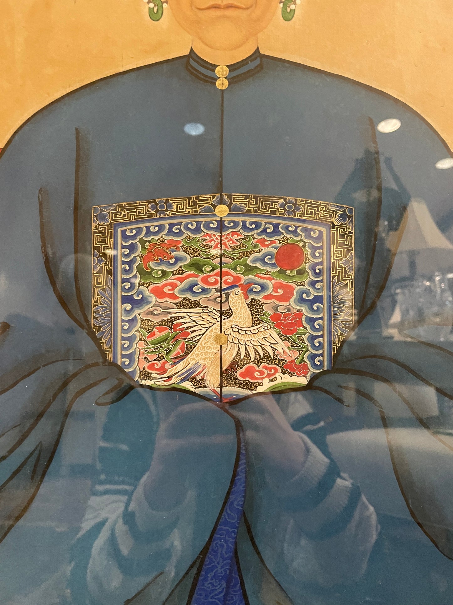 Chinese Ancestor in Vintage Mirrored Frame (0JZ002)