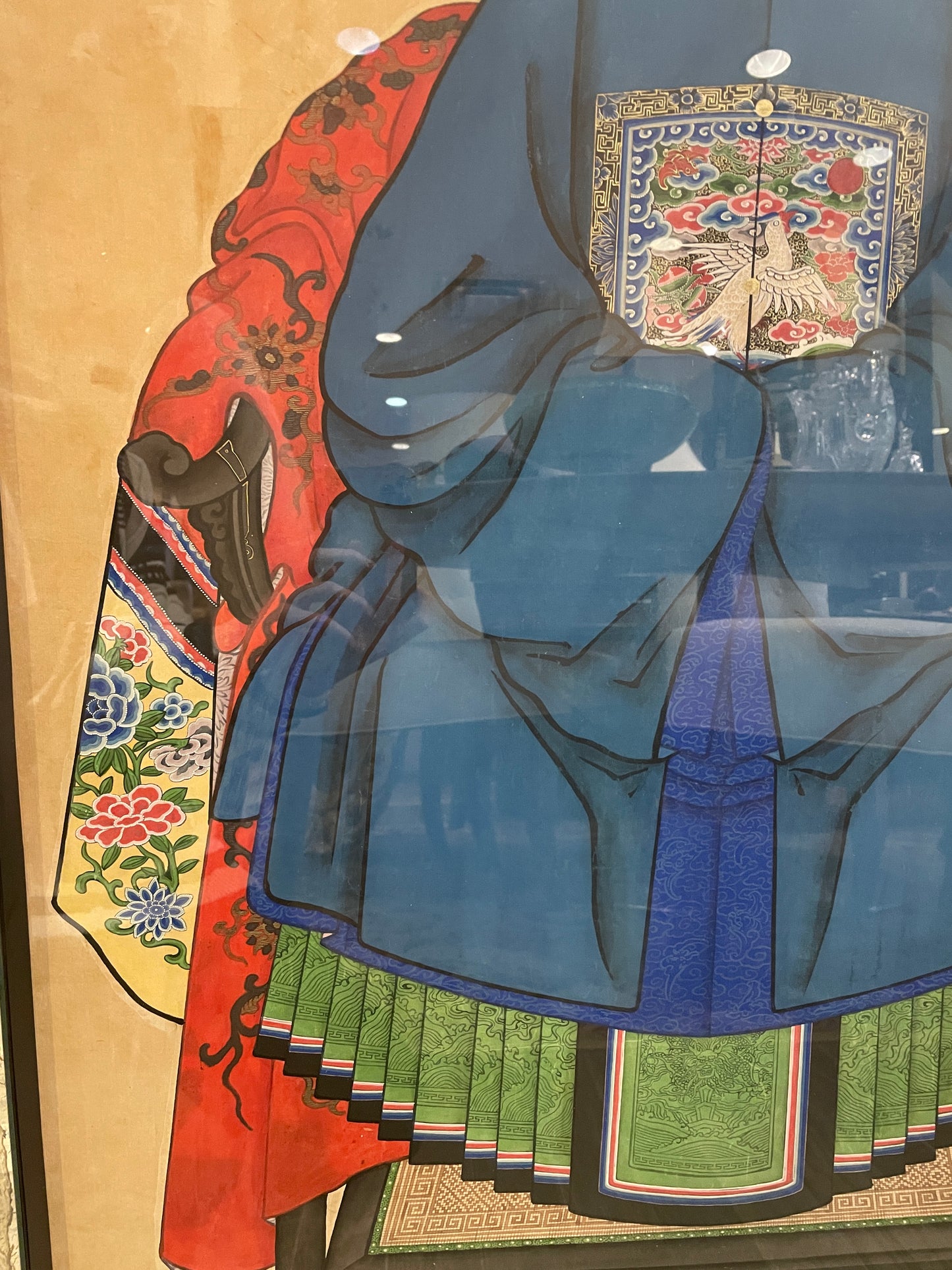 Chinese Ancestor in Vintage Mirrored Frame (0JZ002)