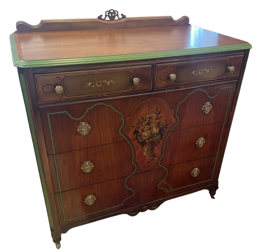 Vintage Floral Hand Painted Chest, 1940s (0FH005)