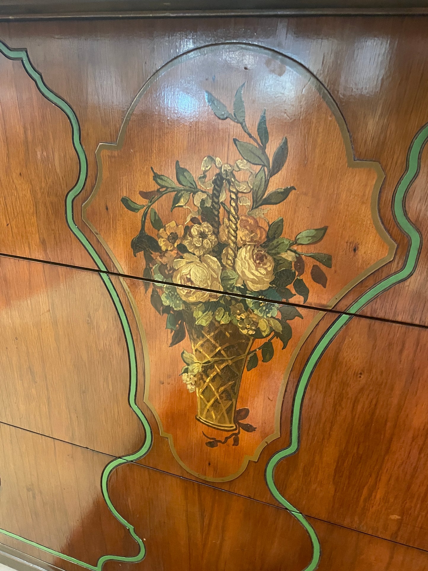 Vintage Floral Hand Painted Chest, 1940s (0FH005)