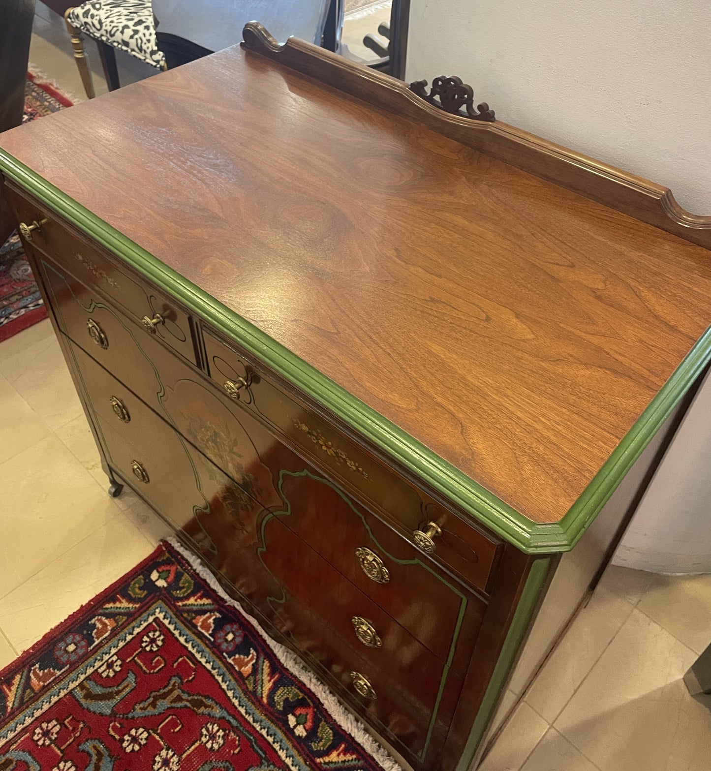 Vintage Floral Hand Painted Chest, 1940s (0FH005)