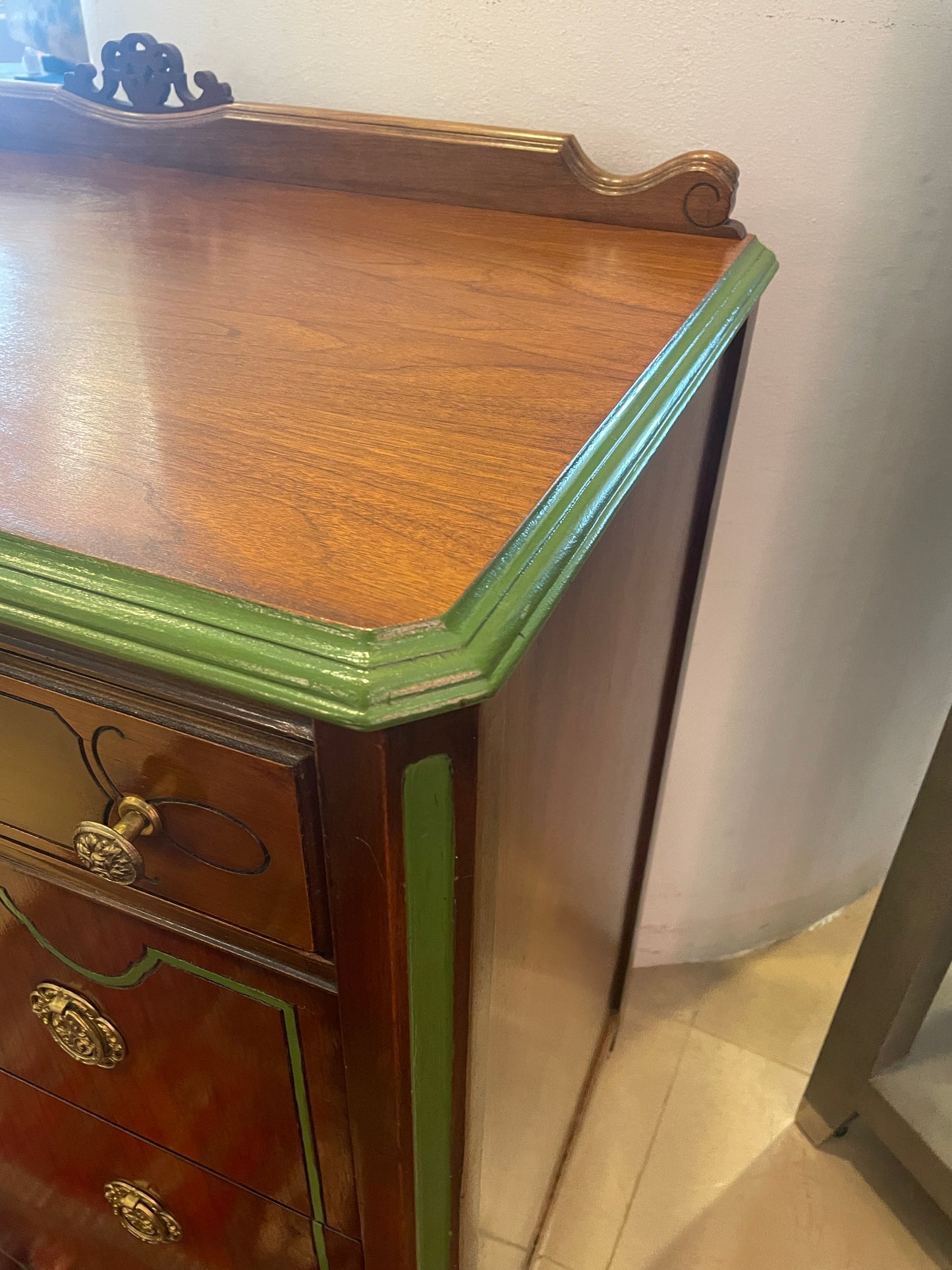 Vintage Floral Hand Painted Chest, 1940s (0FH005)