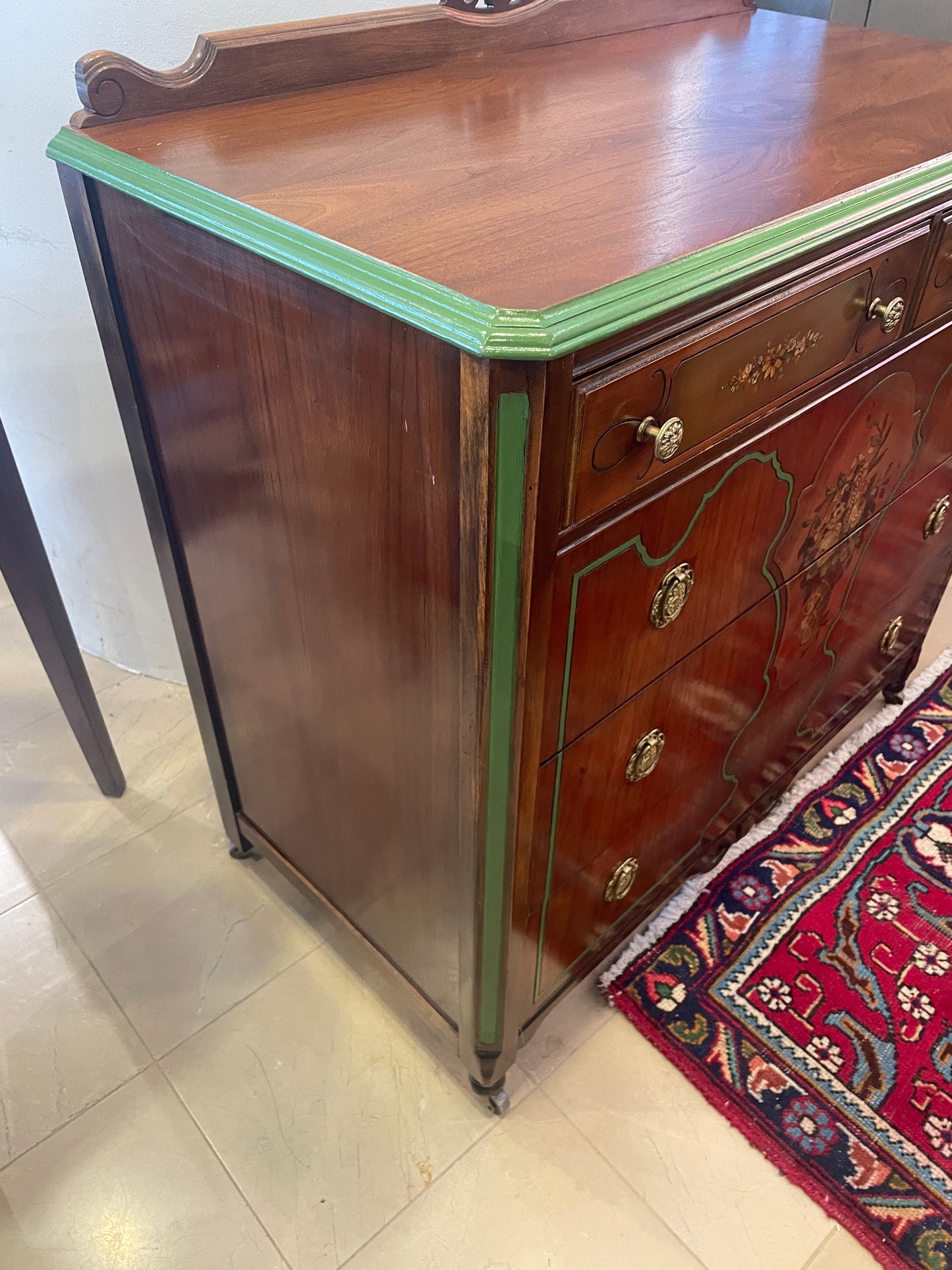 Vintage Floral Hand Painted Chest, 1940s (0FH005)