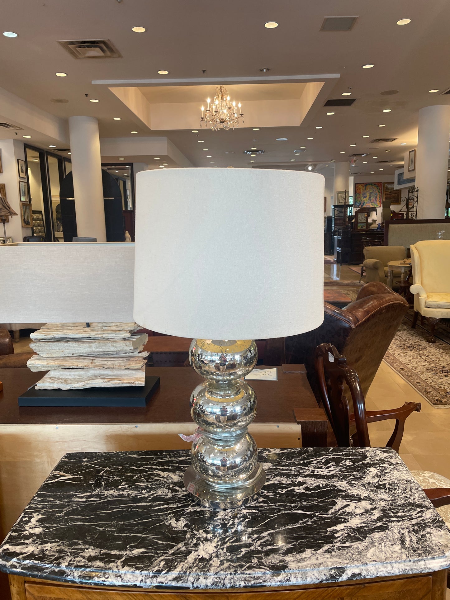 Pair West Elm Abacus Mercury Glass Lamps (0FJ001)