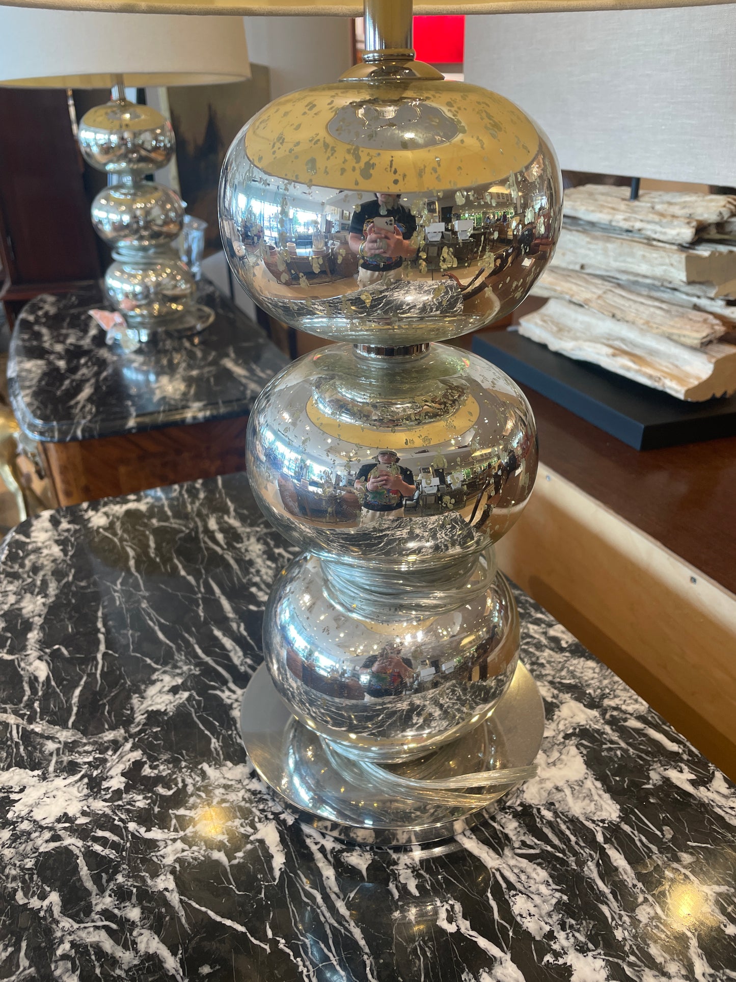 Pair West Elm Abacus Mercury Glass Lamps (0FJ001)