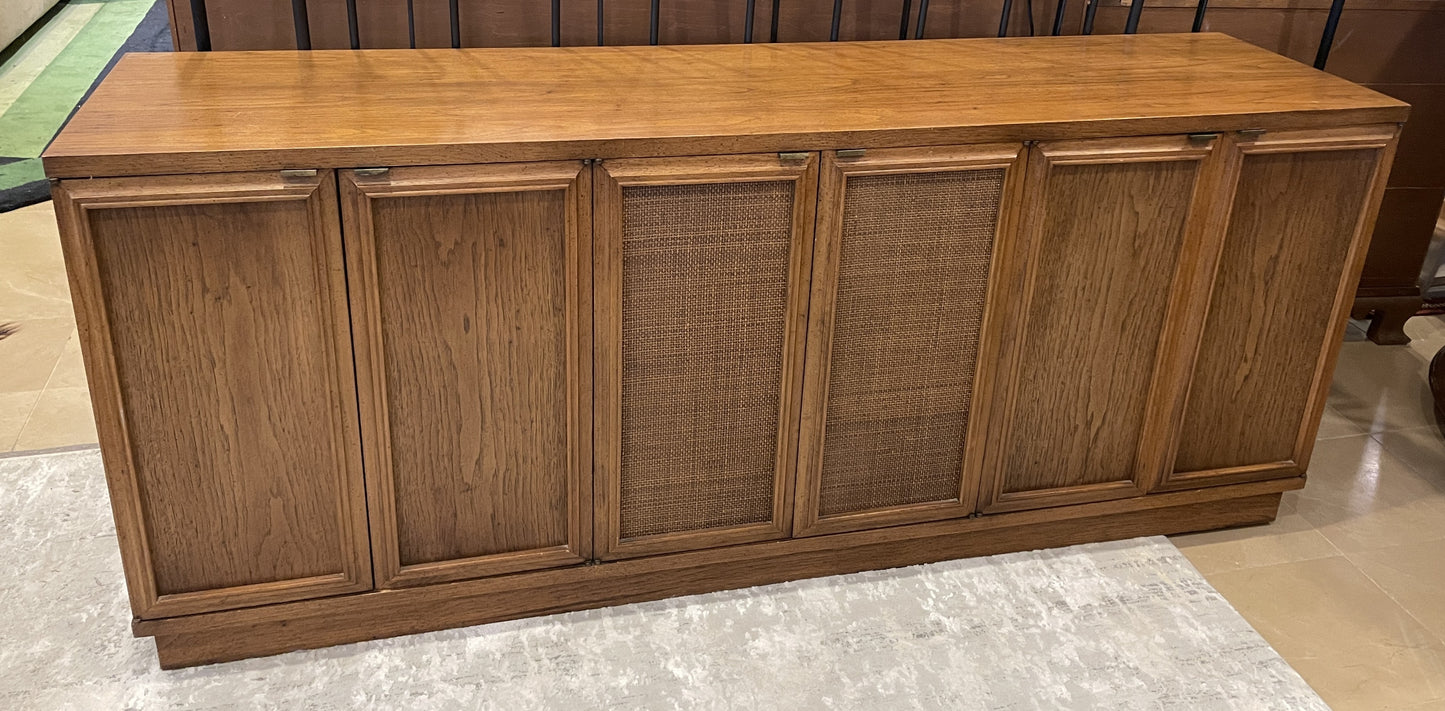 Mid Century Credenza with Woven Doors, AS IS (0NJ007)