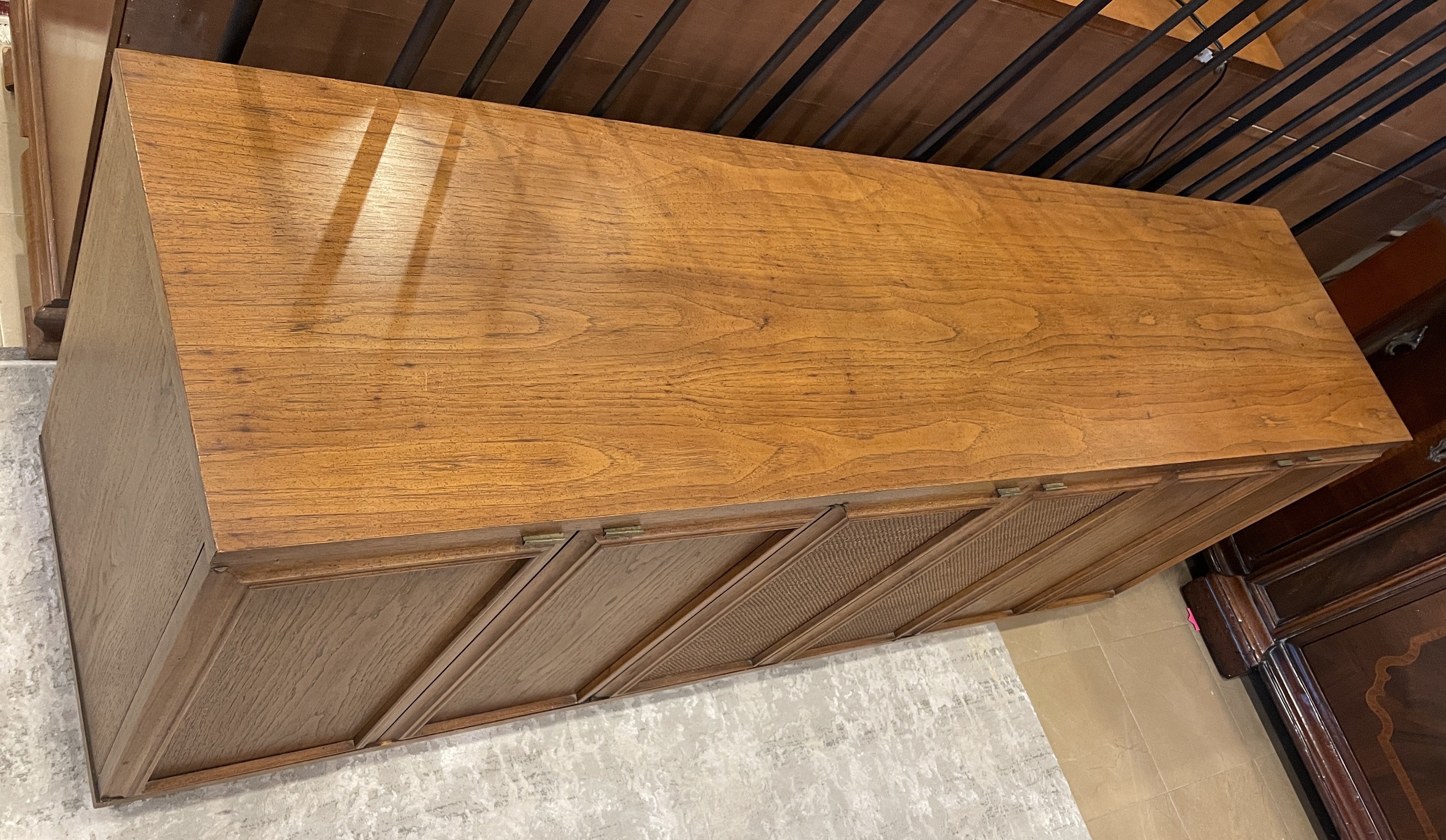 Mid Century Credenza with Woven Doors, AS IS (0NJ007) – The